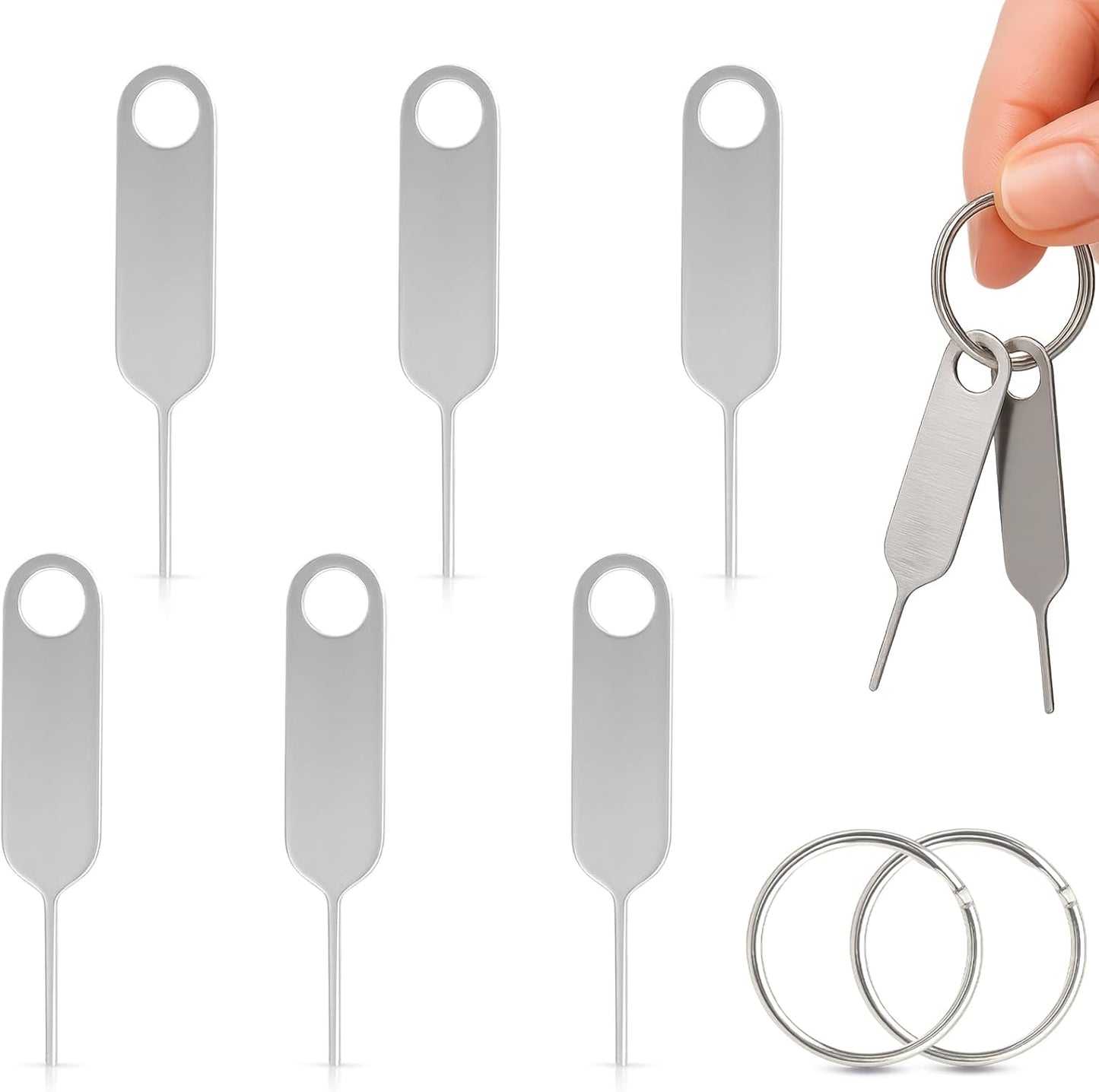 Ceemiaa 3pcsUniversal Reset (2 1 SIM & SD Card Tray Eject Pin with Key Ring Phone & Doorbell Tool Needles + Ring + PP