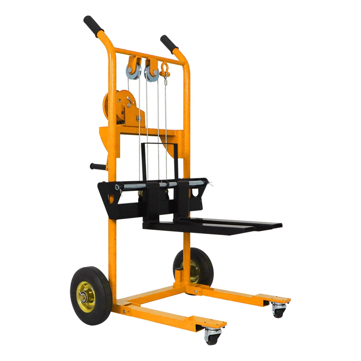 Apollo Material Lift Winch Stacker, Pallet Truck Dolly 330 lbs Capacity, 40.5" Max Lift, Pallet Stacker with Swivel Casters and Steel Platform