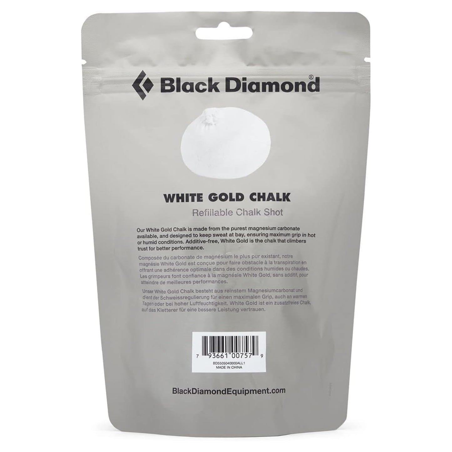 BLACK DIAMOND White Gold Refillable Chalk Shot | Reusable Mesh Chalk Ball | Controlled Chalk Dispersion | Indoor & Outdoor Rock Climbing