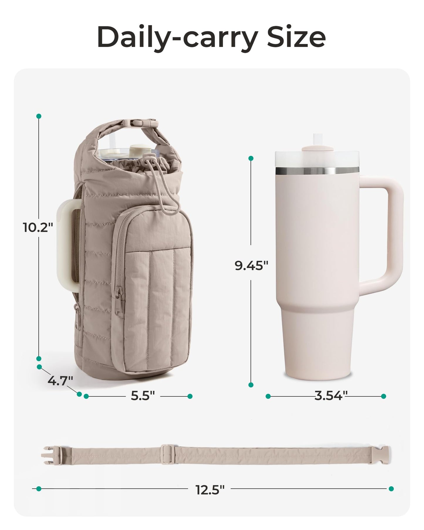 BAGSMART Water Bottle Holder Bag with Strap, 40/32 oz Crossbody Bag Gym Accessories, Sling Purses for Women, Brown