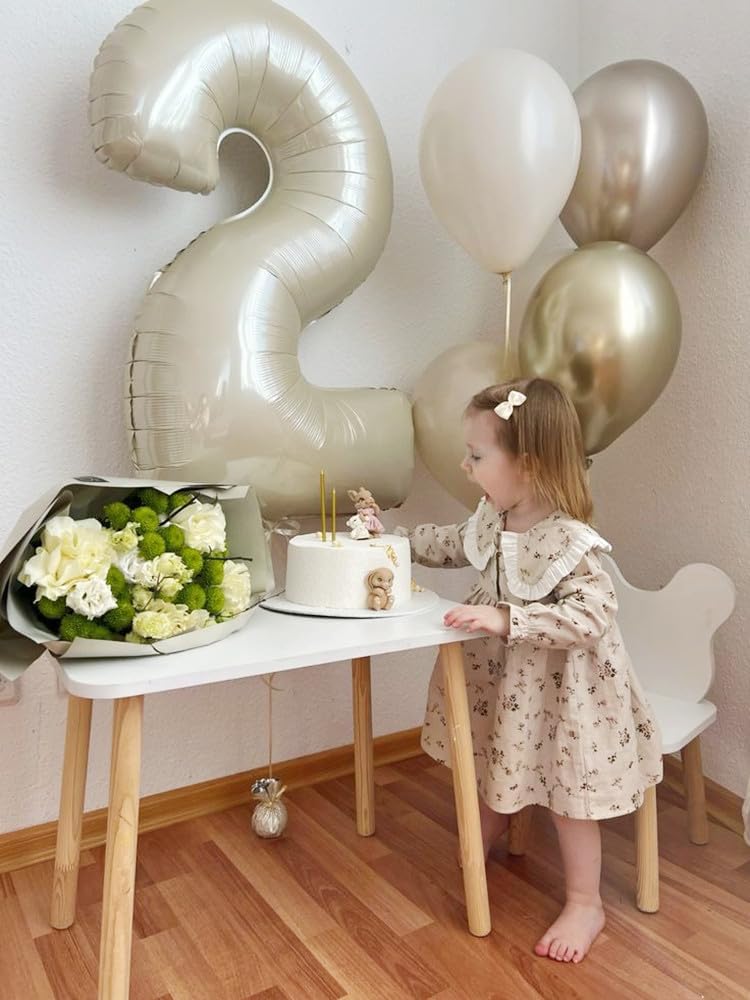 Skiennix 40-Inch Cream White Number Balloons - Perfect for 2nd, 12th, 21st Birthday Celebrations & Weddings