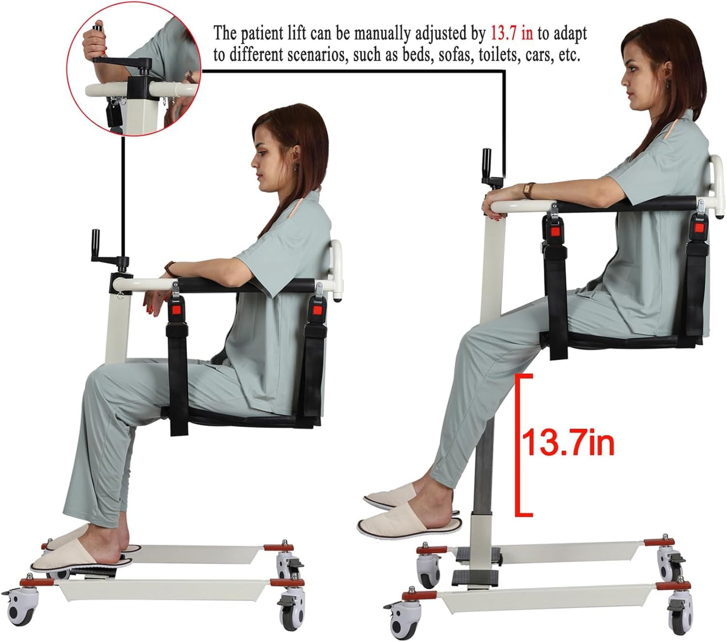 Patient Lift Transfer Chair, Patient Lift for Home, Patient Transfer Lift Wheelchair, Wheelchair Lift for Car, Lightweight Bedside Bathroom Wheelchair for Elderly, 275lbs