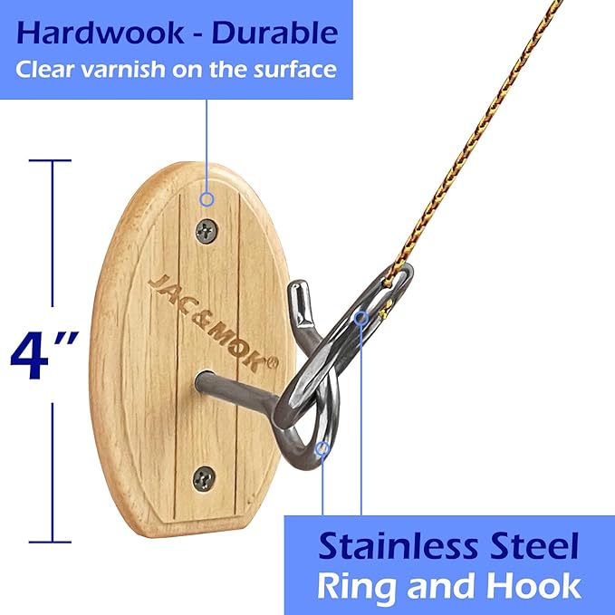Hook and Ring Toss Game Swing Game DIY Kit -Stainless Steel Ring, Polyester Rope and Hardware