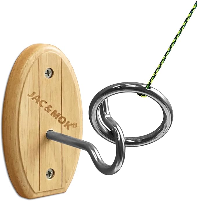 Hook and Ring Toss Game Swing Game DIY Kit -Stainless Steel Ring, Polyester Rope and Hardware