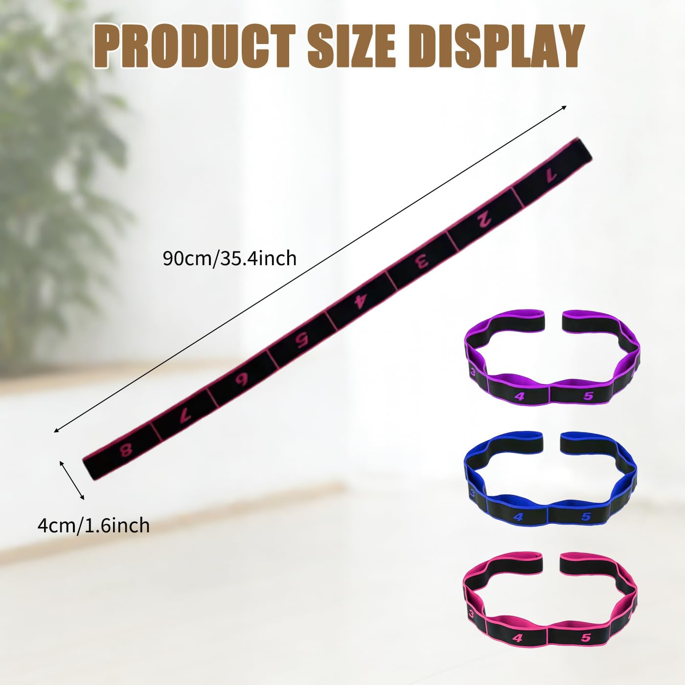 Fitness Resistance Band, 8-Section Elastic Training Bands, Numbered Stretch Band for Yoga, Stretching, Pilates, Fitness