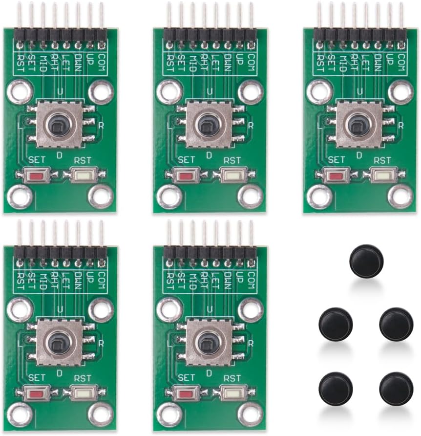 KOOBOOK 5Pcs 5-Channel 5D Five Direction Navigation Button Module Rocker Joystick Independent Keyboard for Arduino MCU