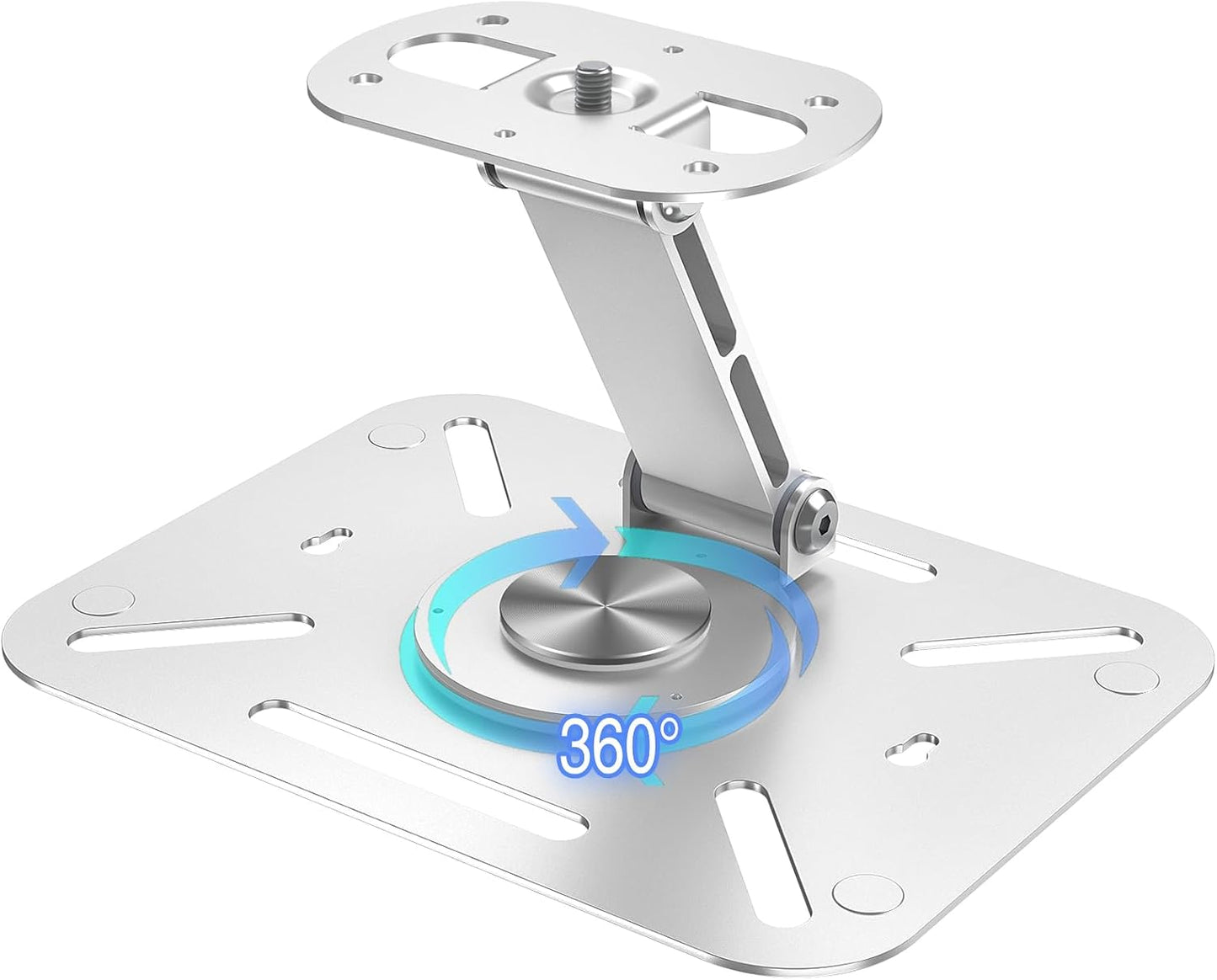 3-in-1 1/4-Inch 360-degree Projector Stand with Cable Ties Desk, Wall and Ceiling Mount with Thread, Foldable, Height