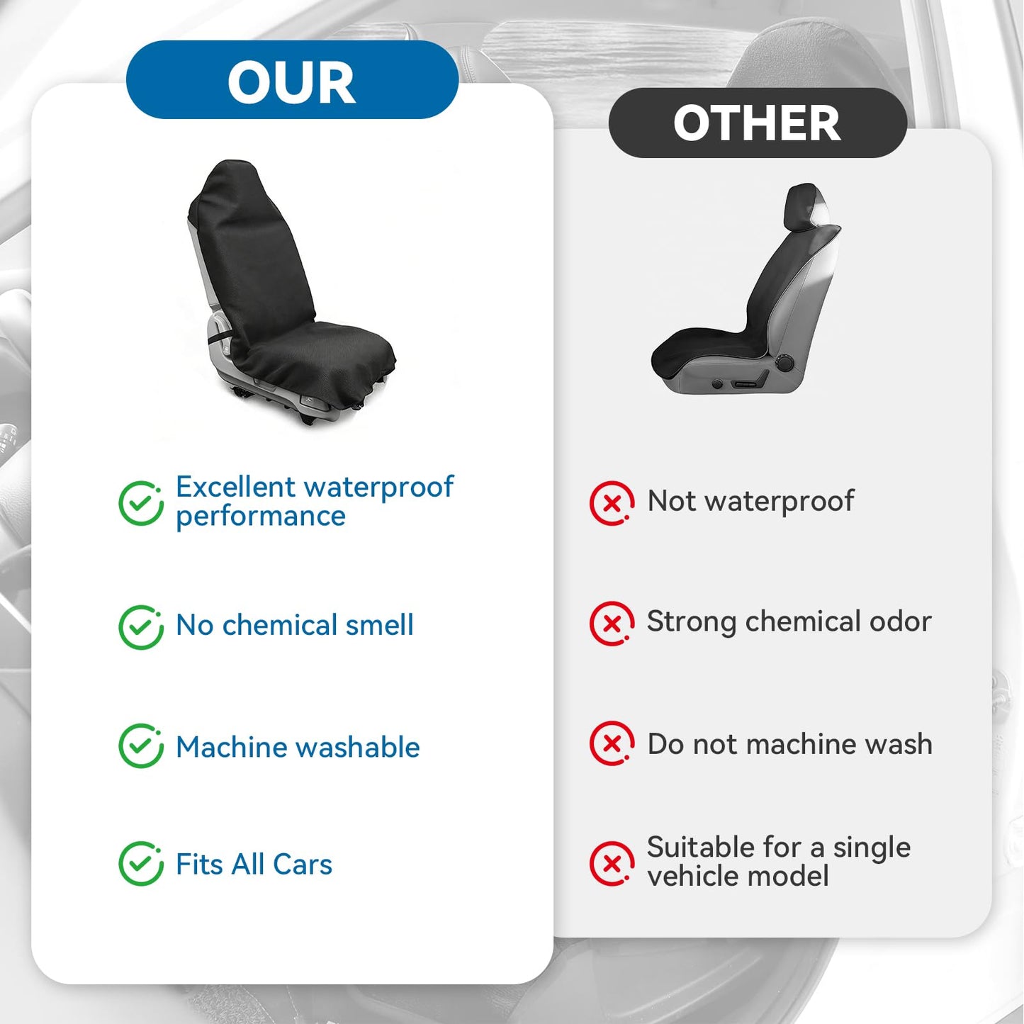 Tinecio Waterproof Towel Car Seat Cover - Sweat-Wicking Post-Workout Seat Protector for Athletes, Gym, Yoga, Beach - Non-Slip, Machine Washable, Universal Fit Front Seat Mat