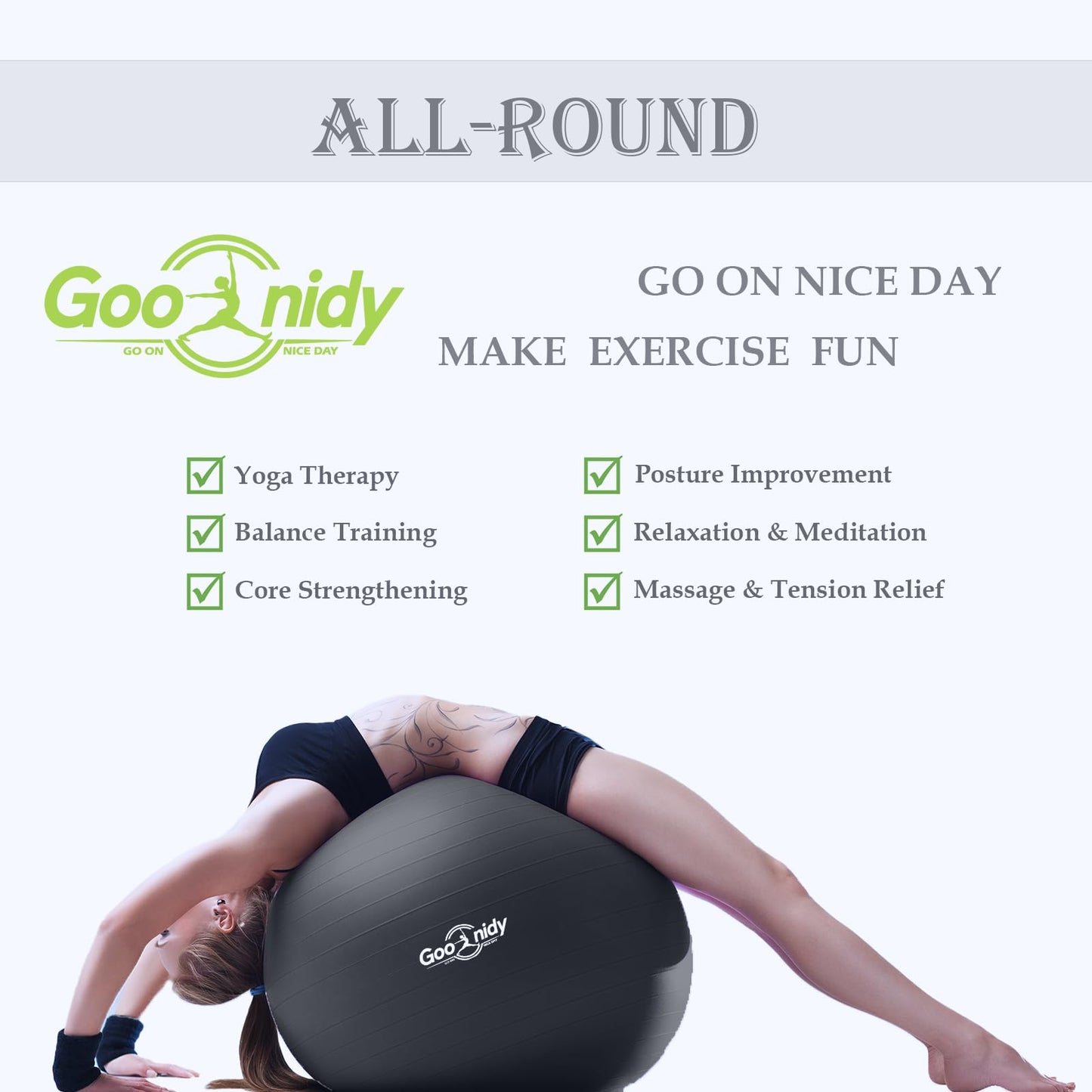 Soft Exercise Ball, Anti-Burst Pilates Yoga Ball Chair Supports 2200lb, Workout Equipment w/ Pump for Women Pregnancy, Medicine, Birthing, Physical Therapy, Stability, Excersing, Birth, Swiss, Fitness