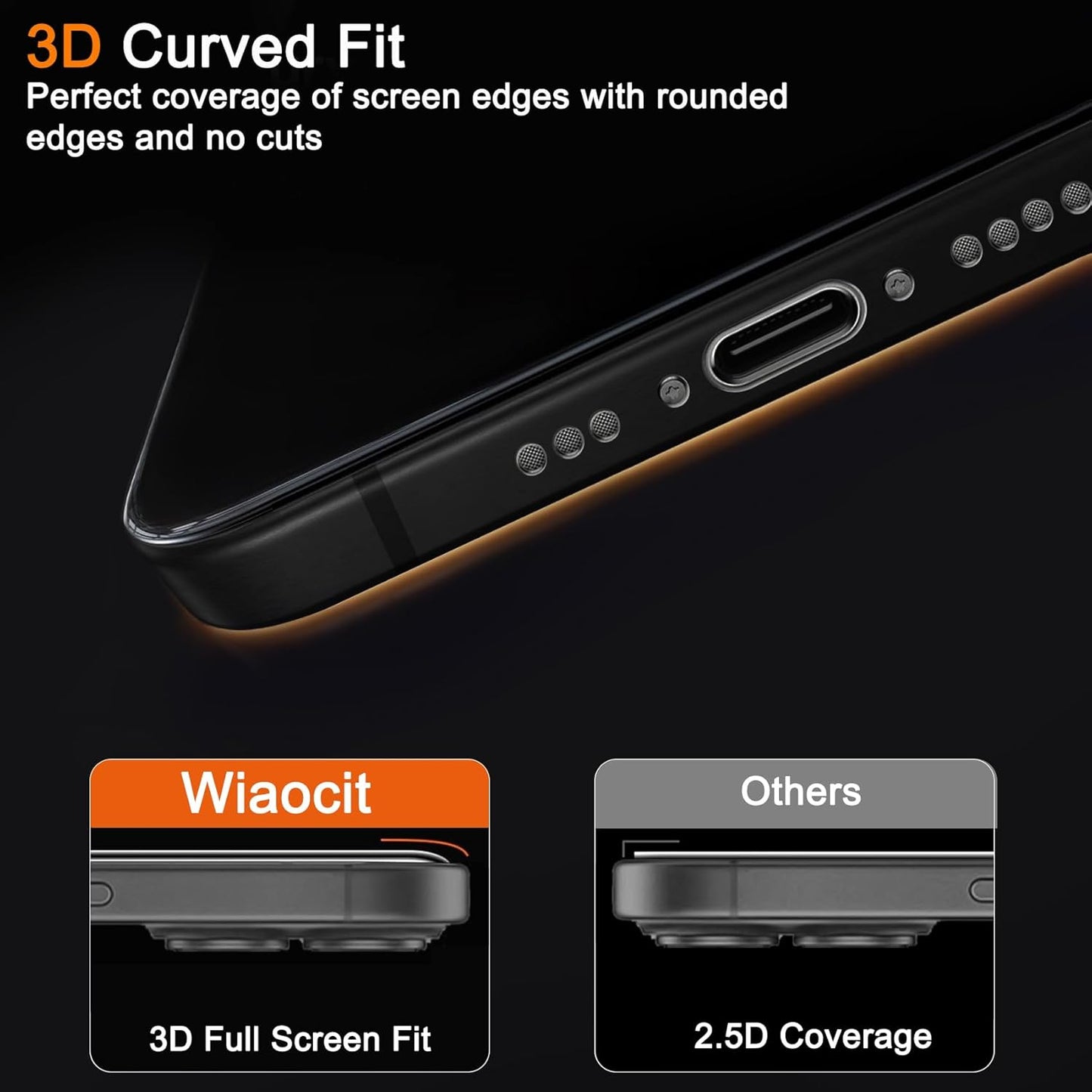 3 Pack 16 3 Pack 9H Wiaocit Tempered Glass Screen Protector for iPhone with Camera Lens Protector, Hardness, Bubble