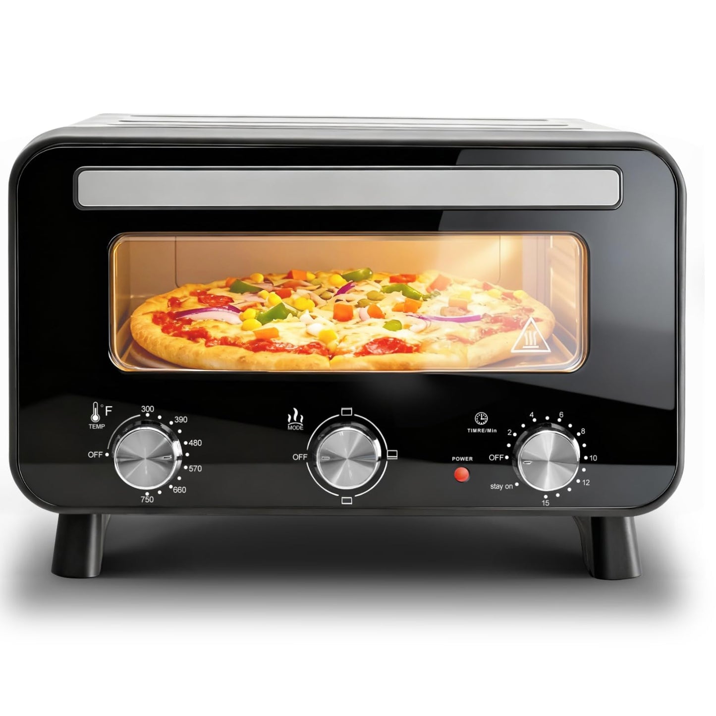 Sweetcrispy Countertop Pizza Oven Indoor, 1600W, 750°F High Heat Pizza Maker with Pizza Stone & Pizza Spatula, Countertop Electric Pizza Oven for Home Use