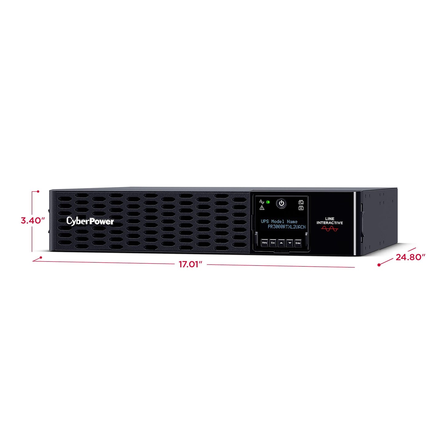 CyberPower PR3000RTXL2UACN Smart App Sinewave UPS System, 3000VA/3000W, 9 Outlets, 2U Rack/Tower, RMCARD205 Pre-Installed, EBM Option, Built-in Cloud Monitoring, UL Certified