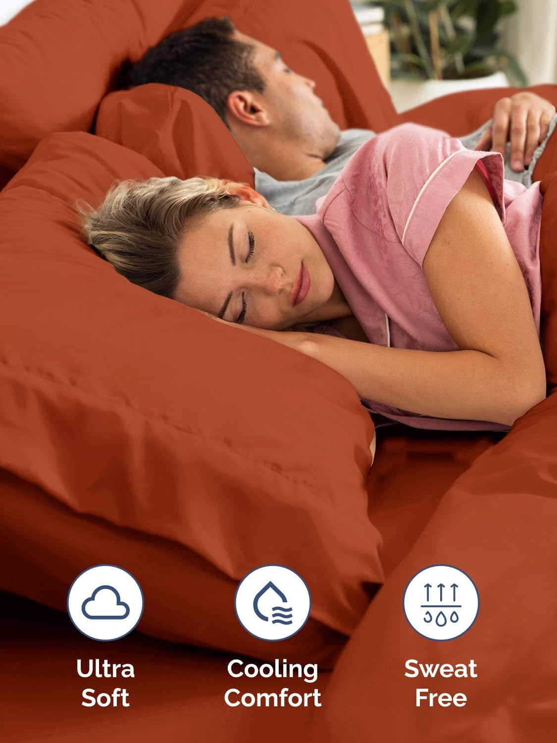 Skiennix Extra Deep Twin Sheet Set - 4-Piece Breathable Cooling Bedding - Soft Wrinkle-Free Terracotta