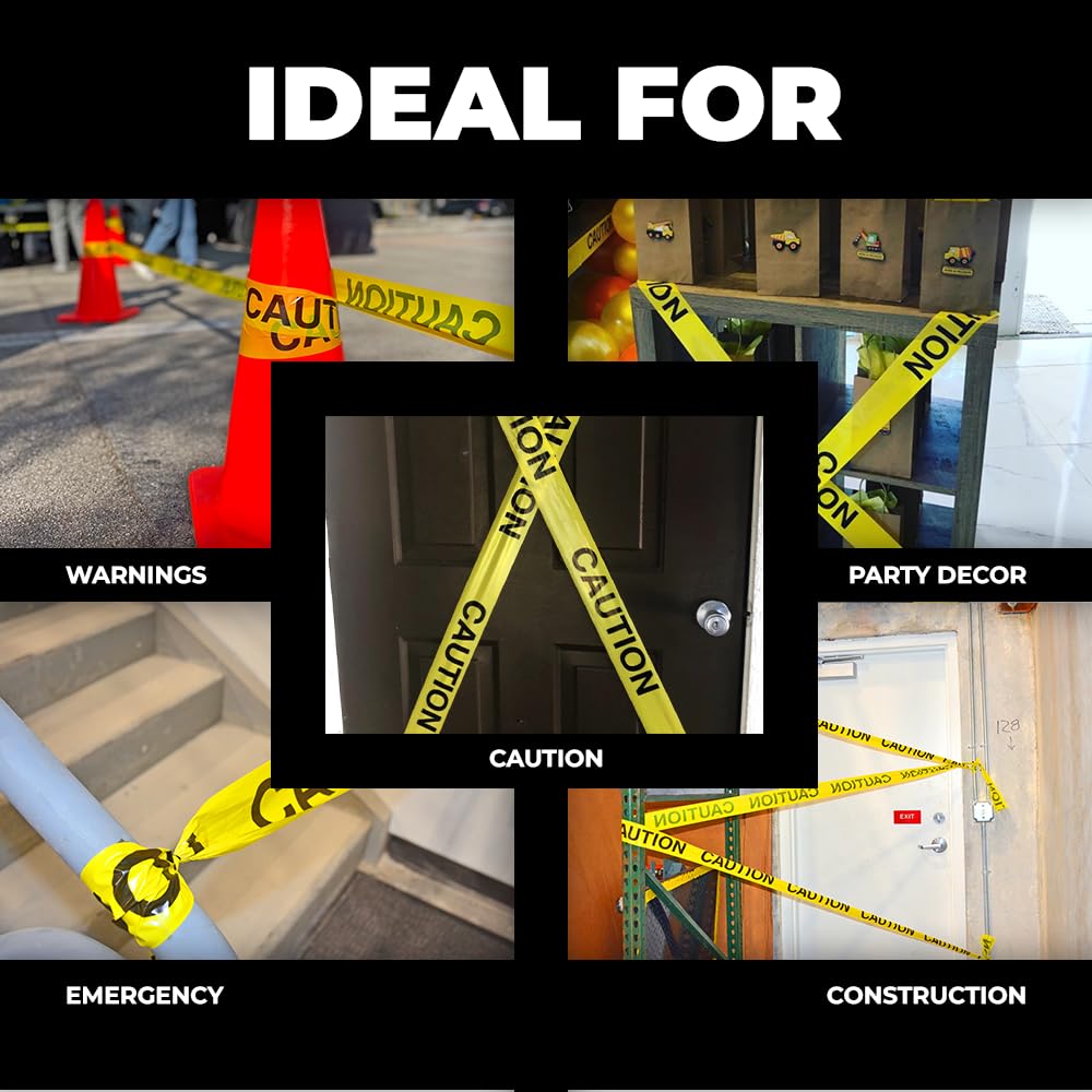 WOD BRC-RNP Barricade Caution Tape - 3 inch x 1000 feet (Bulk Case 8-Rolls) High Visibility Bright Red for Workplace Safety, Marking Boundaries & Hazardous Areas, Non-Adhesive & Heavy-Duty