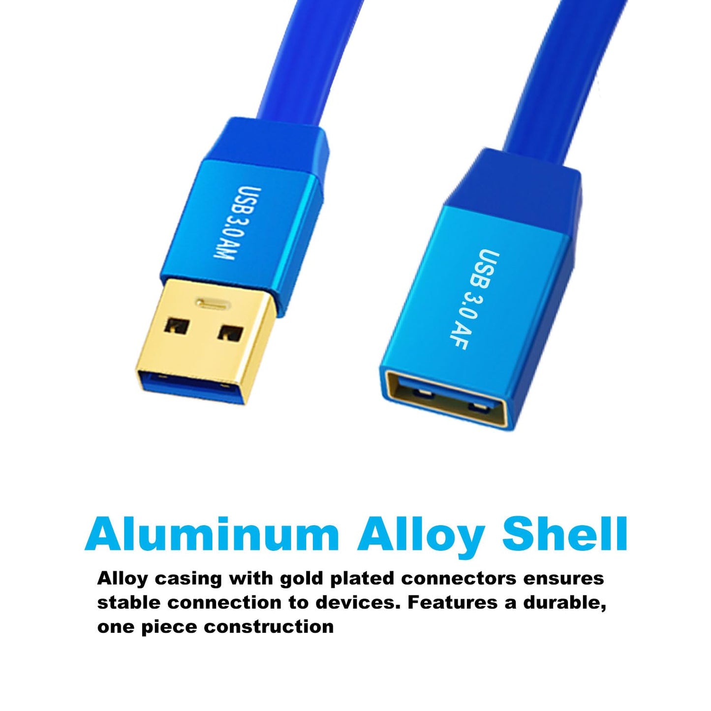 YINGAYOU 3.0 5Gbps 12V 3A 1 m/3.3 USB Extension Cable Flat Flat USB Male Female Extension Cable for Devices Such as