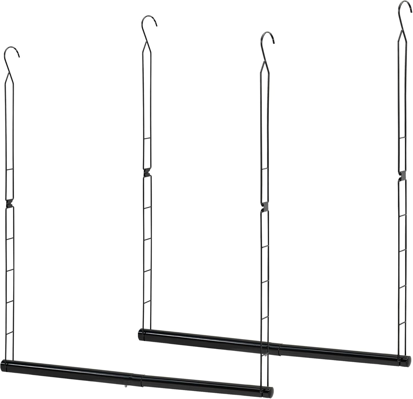 Storage Maniac Adjustable Closet Hanging Rod - Space-Saving Organizer for Clothes | 2 Pack Black