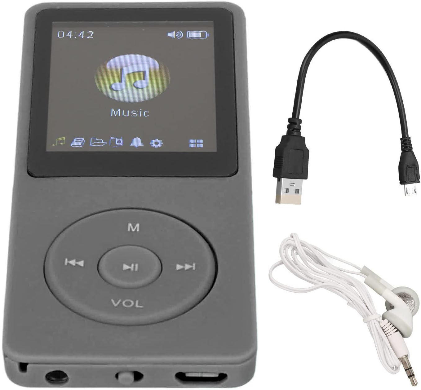 ASHATA MP3 MP3 1.8 Inch MP3 MP4 32G Player, WMA FLAC APE Formats, Screen Player for Sports Studying, Earphone Included