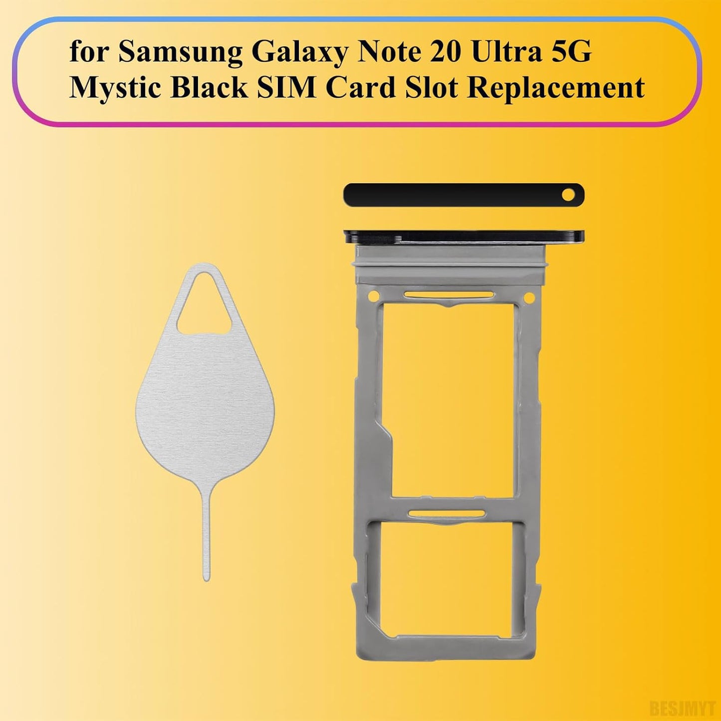 20 5G SM-N985F N986 N986U for Samsung Galaxy Note Ultra Sim Card Tray Replacement (Single SIM Version) - Mystic Black