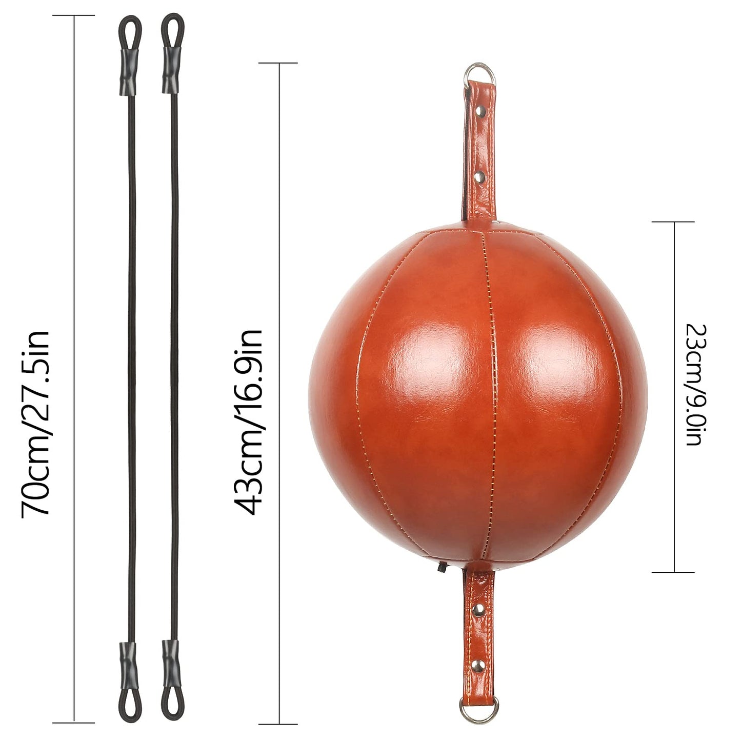 InnoLife Double End Punching Ball Striking Punching Bag Kit, Speed Striking Reflex Kit with Bungee Cords Perfect for Reaction, Agility, and Hand Eye Coordination Training (Brown)