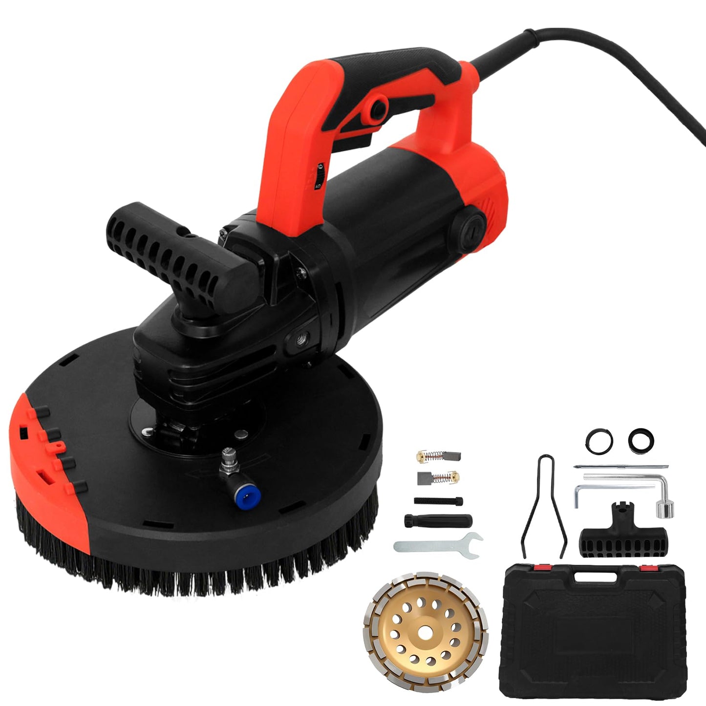 7-inch Concrete Sander, 2200W Powerful Concrete Grinder Machine, 90° Seamless Sanding Cement Floor Grinder for Floors, Walls, and Ceilings