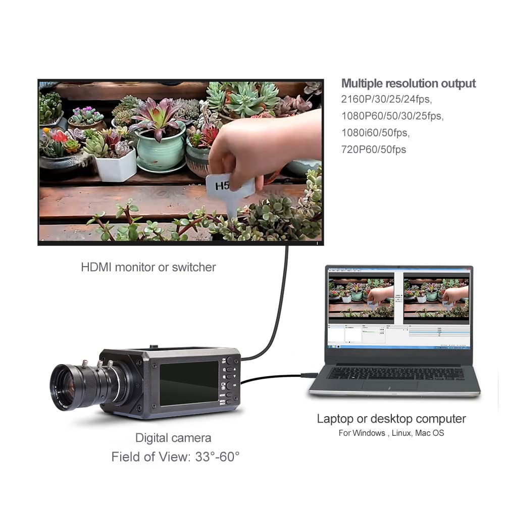 MOKOSE 4K Digital Camera 3" Screen 3840 * 2160/30FPS HDMI 1080P USB Webcam Support NP-F980 F970 F960 External Battery and 3.5MM Microphone with 5-12mm Manual Zoom Lens