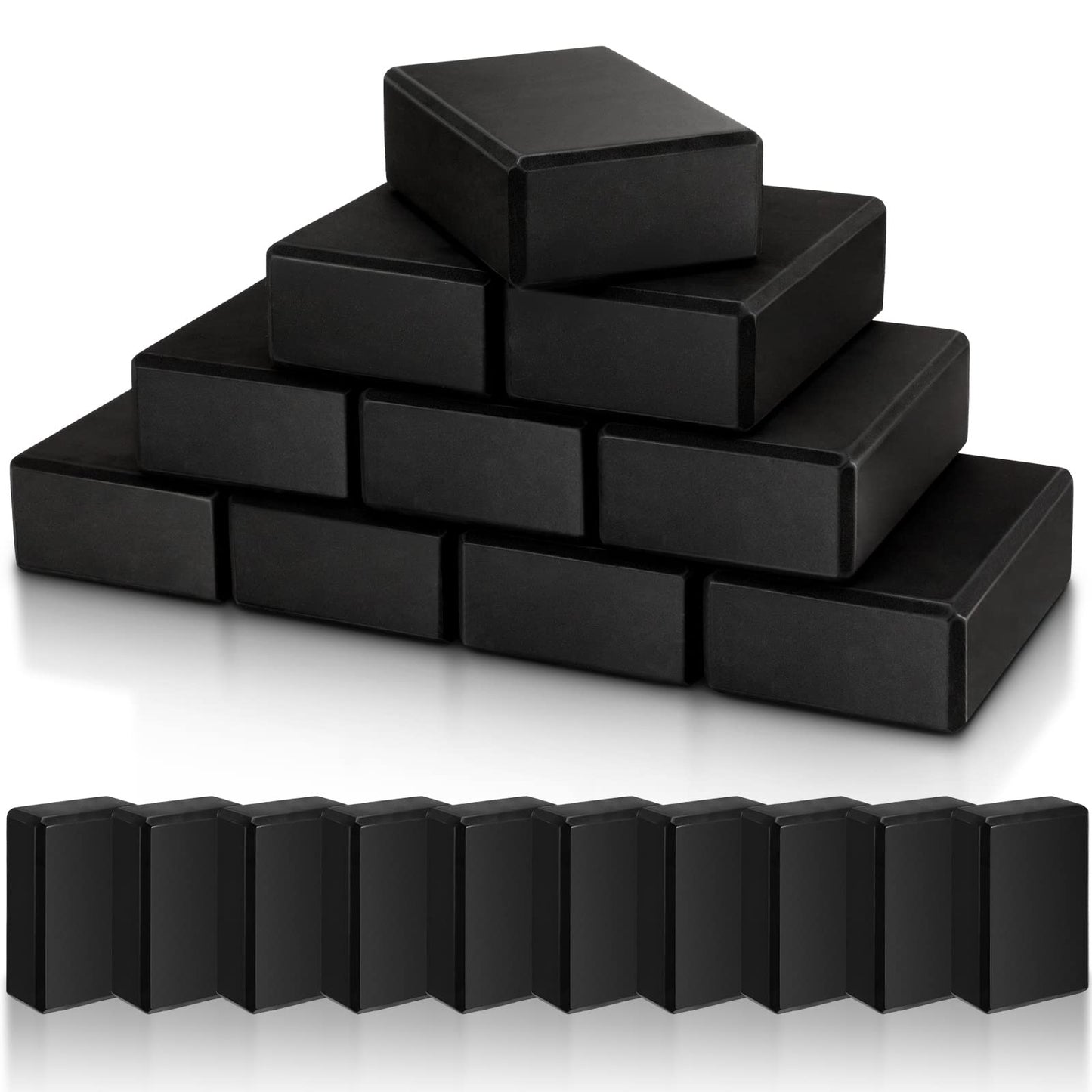 10 Pcs Foam EVA Yoga Blocks Lightweight Non Slip Supportive Yoga Bricks for Pilates Stretching and Meditation, Women Men Yogi Beginners(120g,Black)