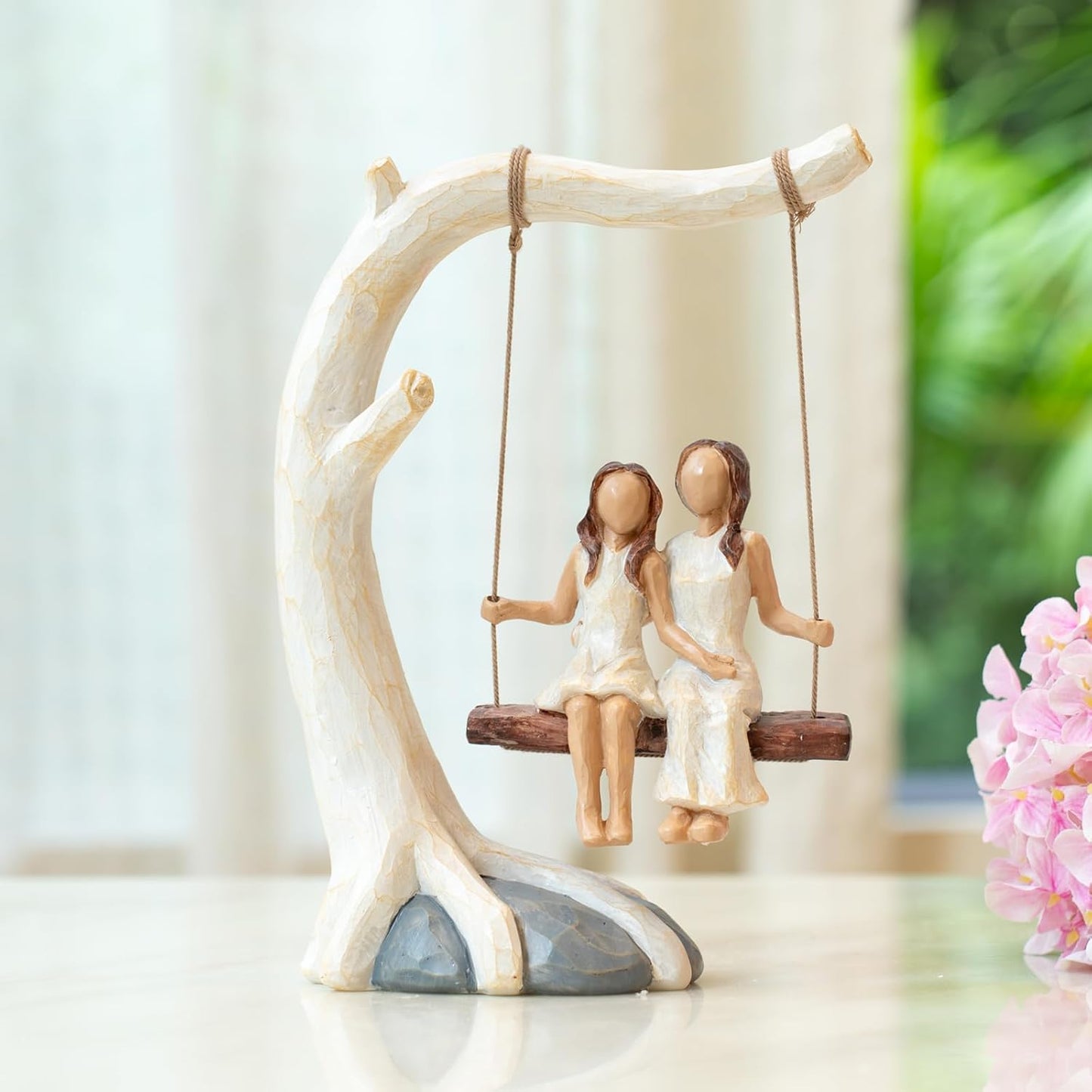 Regine Switzerland Mother Daughter Swing Statue - Hand-Painted Figurine | Perfect Birthday Gift