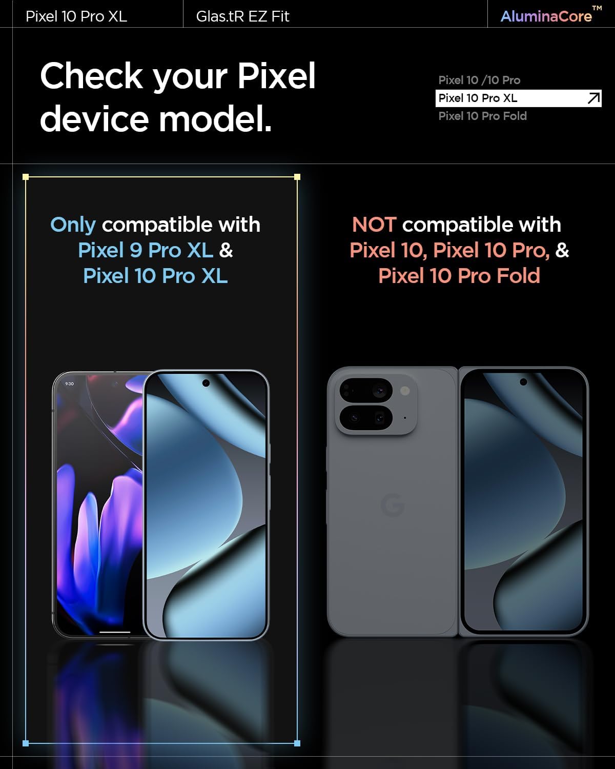 10 9 [2 Pack] 9H+ Spigen AluminaCore Tempered Glass Screen Protector [GlasTR EZ FIT] designed for Pixel Pro XL | Pixel