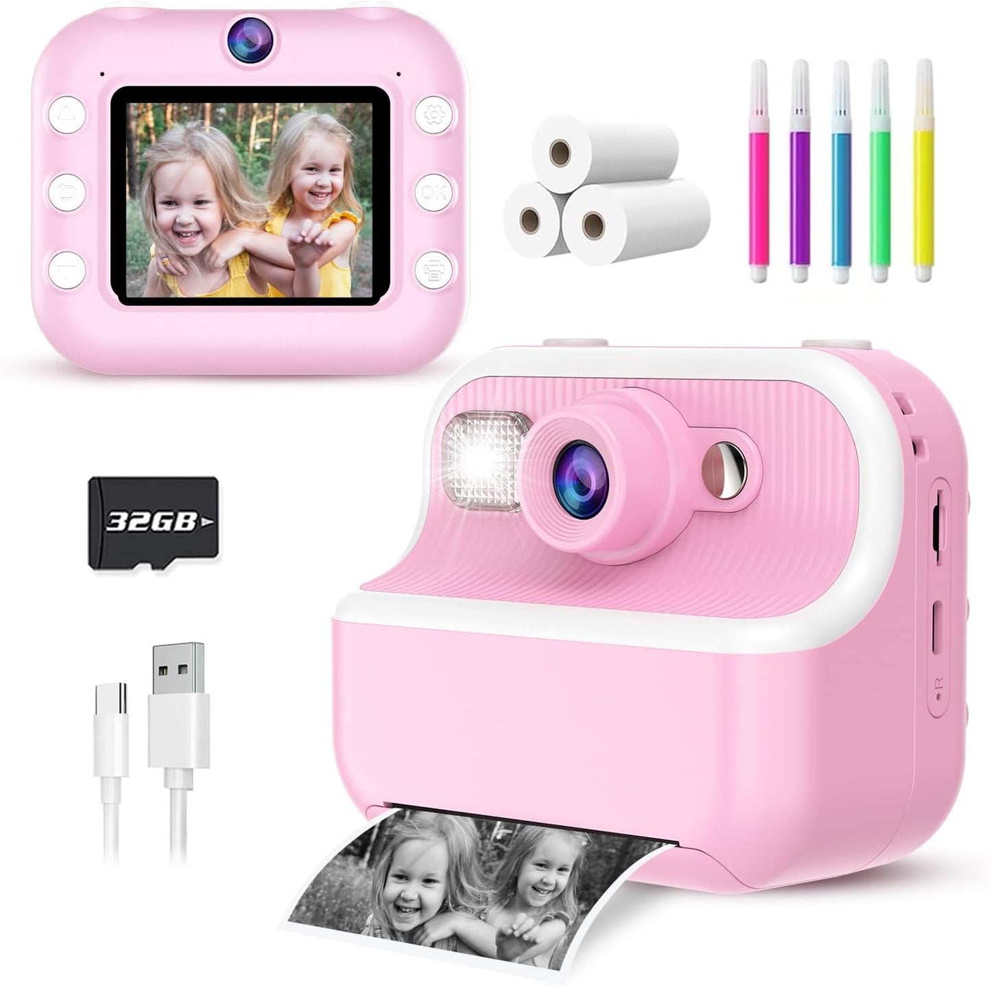 TKECWOB 3-12, 1080P 4 5 6 7 8 9 10 3 32GB Kids Camera Instant Print, Christmas Birthday Gifts for Kids Instant Print