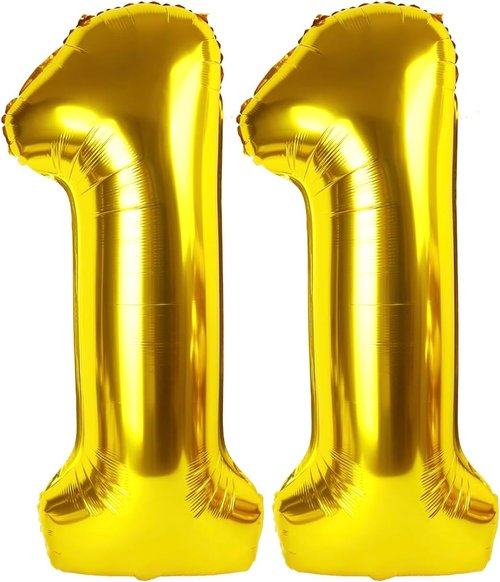 Gold Number 11 Balloon - 40 Inch Metallic Decoration for 11th Birthday Party Supplies