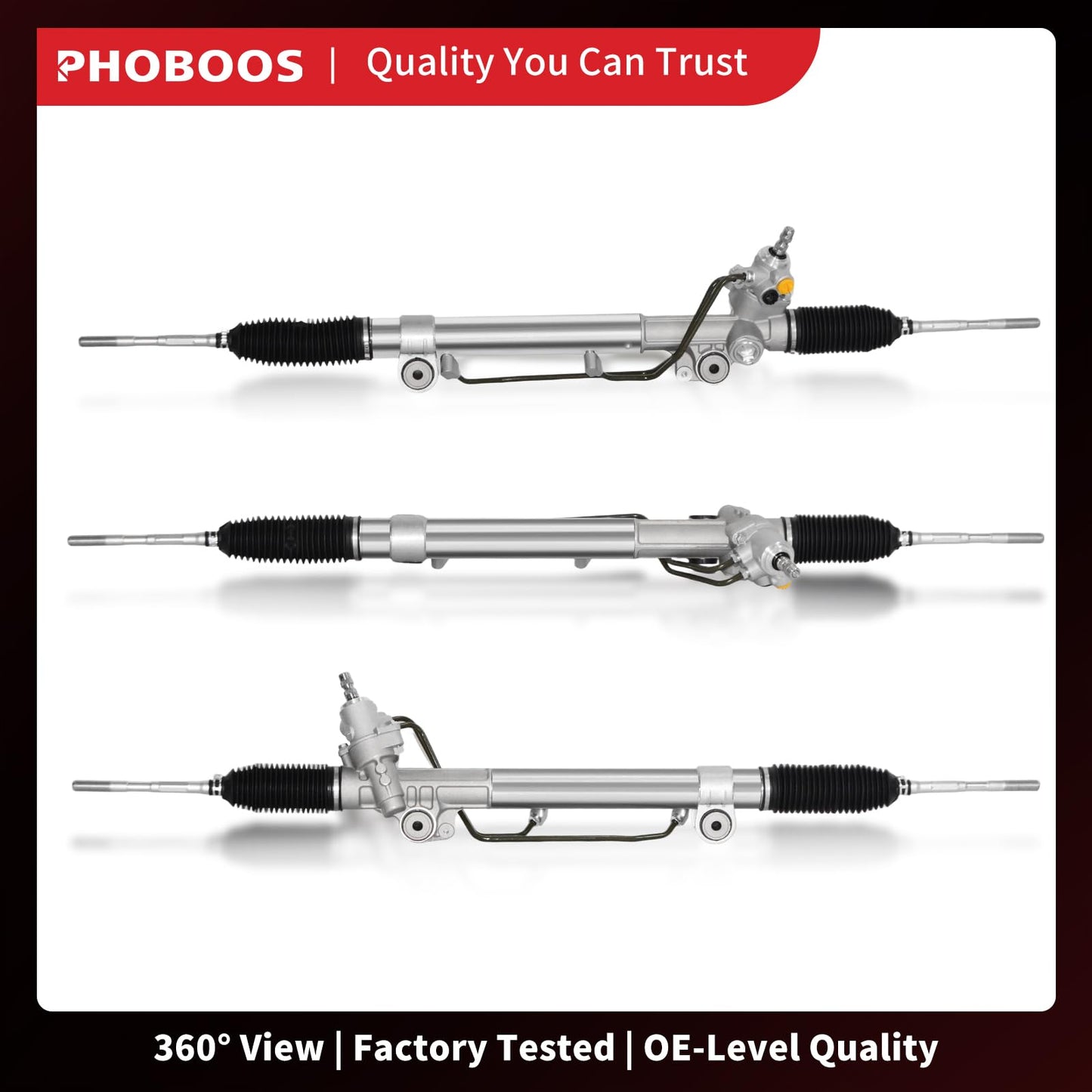 PHOBOOS Hydraulic Power Steering Rack and Pinion Assembly Compatible with Toyota Tacoma 2005-2021 2.7L/3.5L/4.0L, New Unit, Leak Resistance, Direct Fit, Ref. 26-2629,【Rack Length: 49.75 inch】