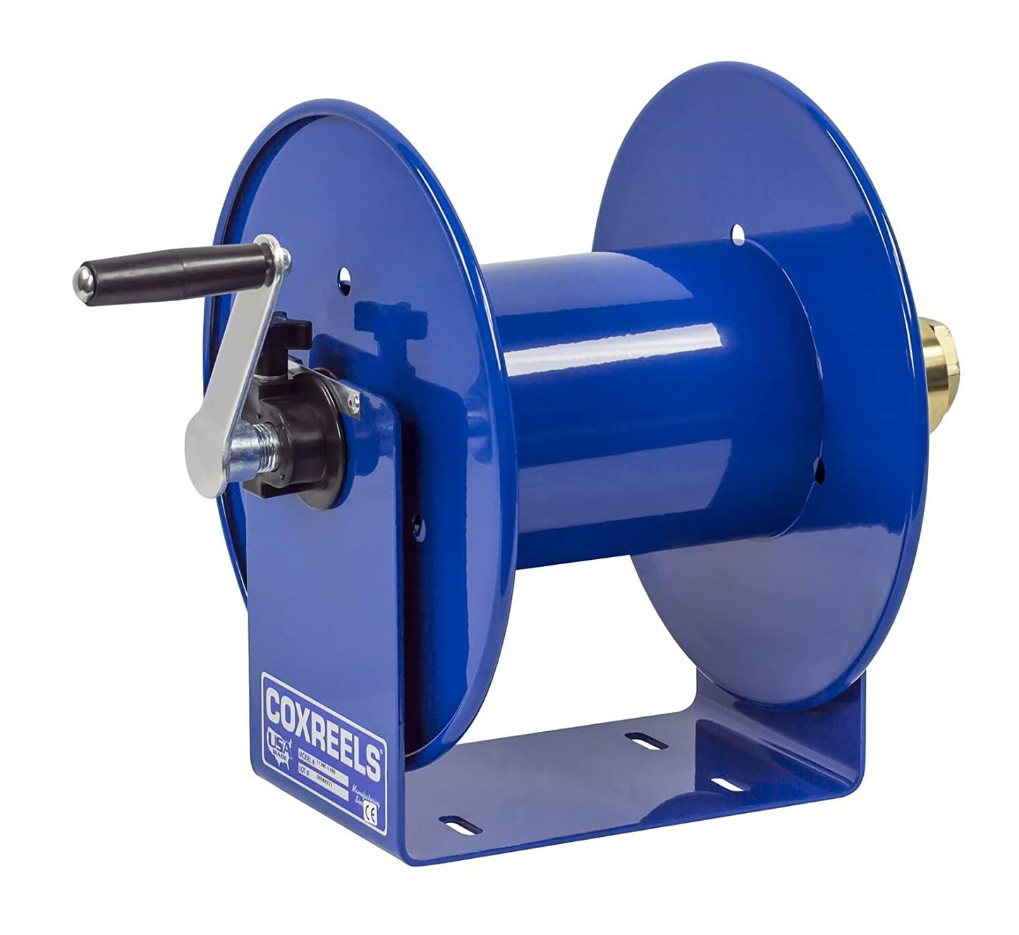 Coxreels 112WL-1-100 Hand Crank Steel Welding Hose Reel, 100W Series – ¼" x 100', 200 PSI - Easy-to-Use Compact Design - Adjustable Tension Break - Heavy-Duty Steel Construction, Made in The USA, Blue