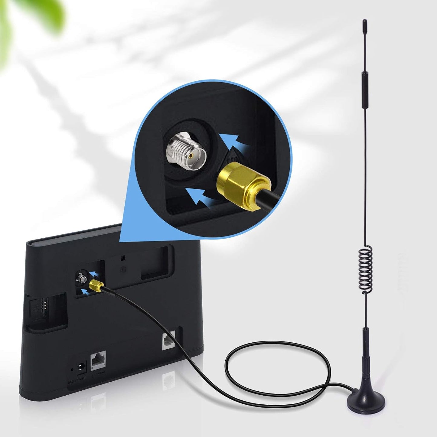 BINGFU 4G 7dBi (2-Pack) 4G LTE Magnetic Base MIMO SMA Male Antenna Compatible with LTE Wireless CPE Router Hotspot