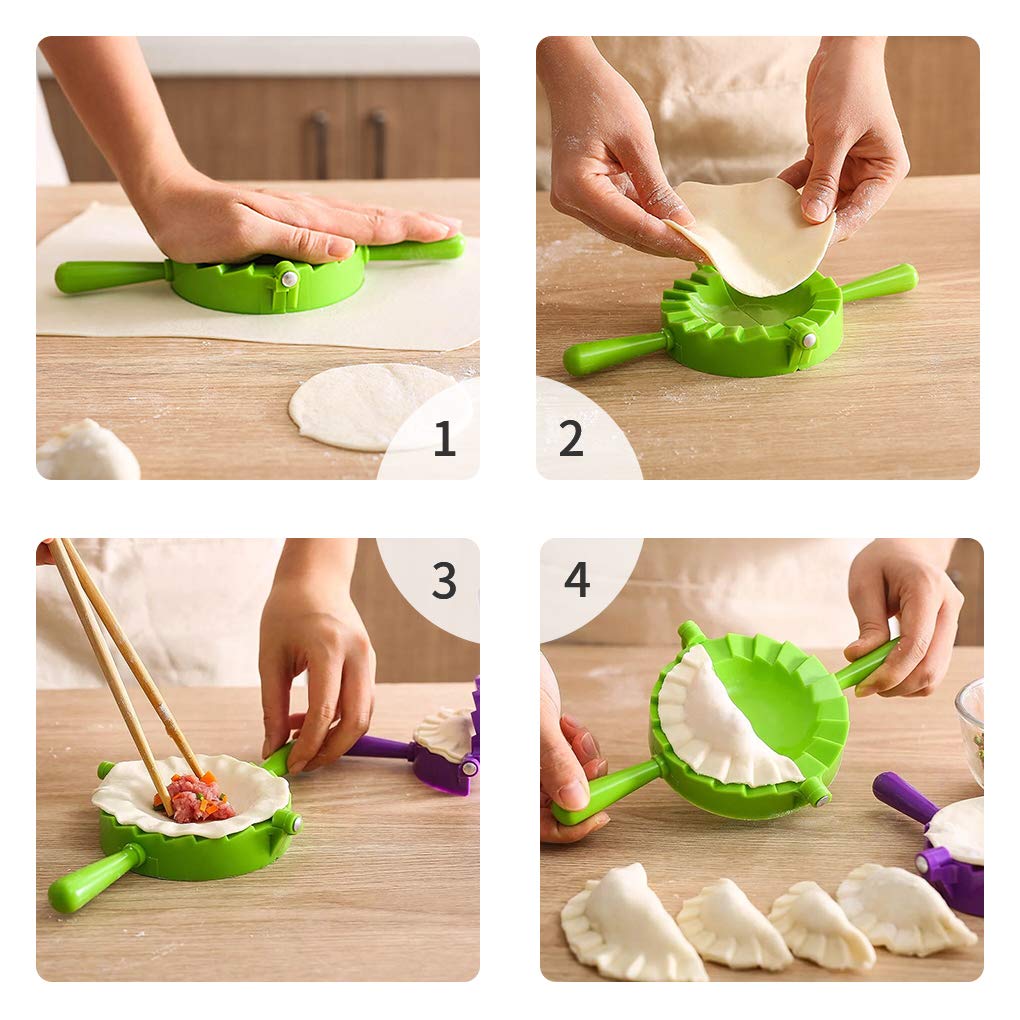 Empanada Maker Press, Dumpling Maker Press of 4, Extra Non Stick Pastry Mat and Dough Cut for Making Pies, Dumplings, Wontons, Pot Stickers, Etc, (4 Size 3/3.74/4.9/6 in)…