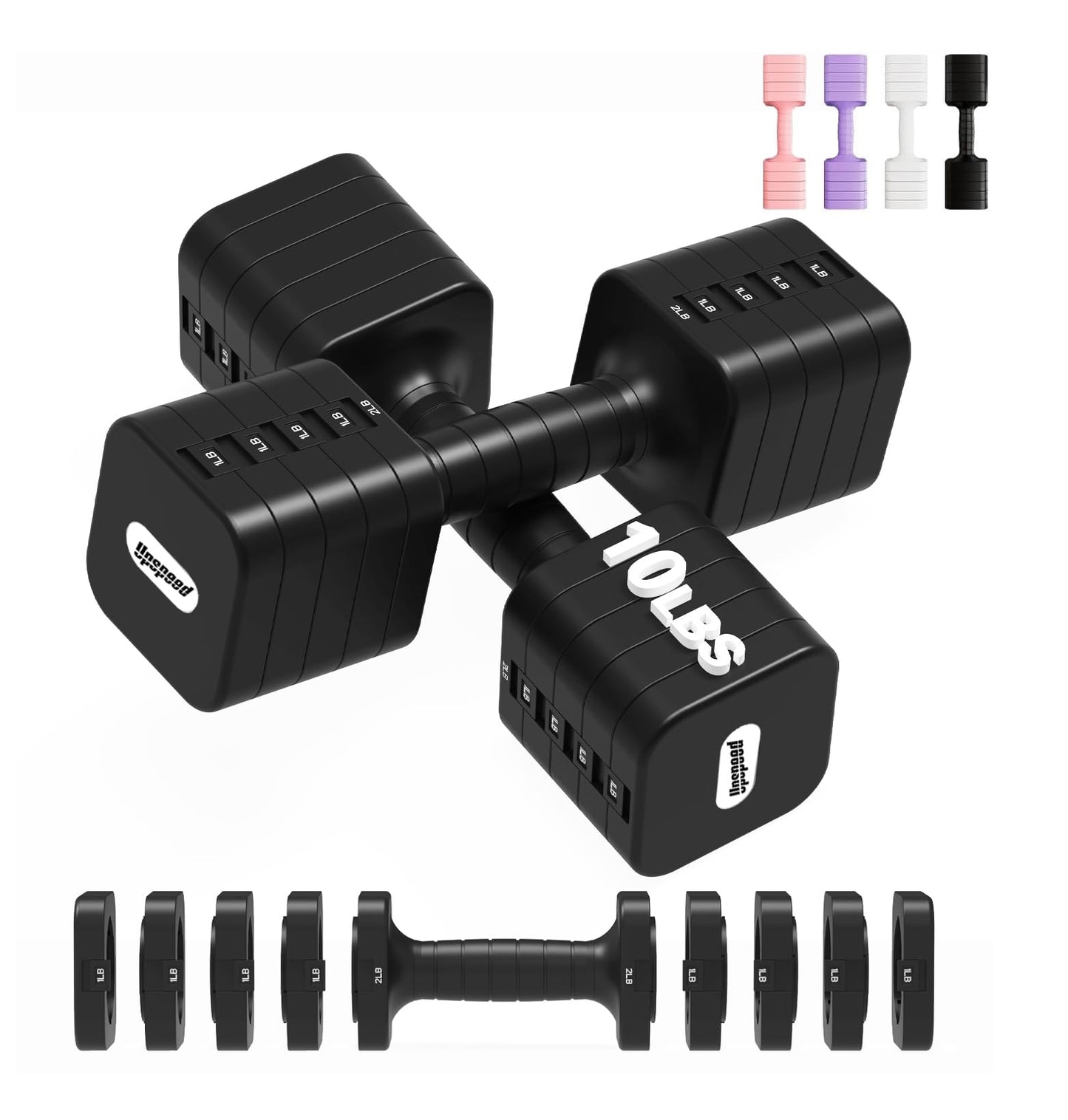 20LB Adjustable Dumbbell Set Hand Weights for Women Men, Exercise Fitness dumbbell Adjust dumbbells set of 2 for Home Gym Workout Strength Training Equipments Black