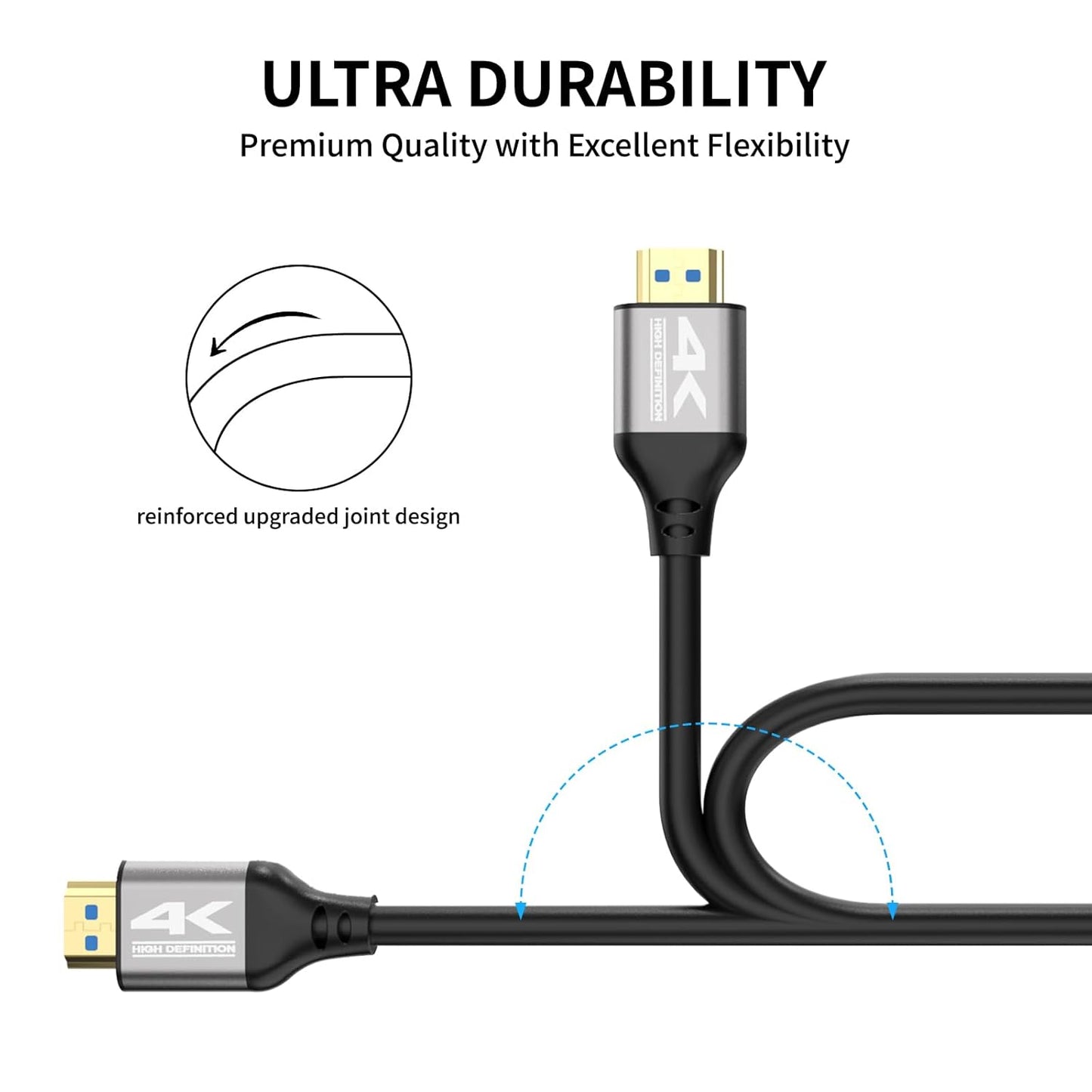 Zazalon 4k 50 2.0 4K@60Hz, 3D, PS4/5,Projector, HDMI Cable FT,High Speed HDMI Cord, Support ARC, HDR, Ethernet