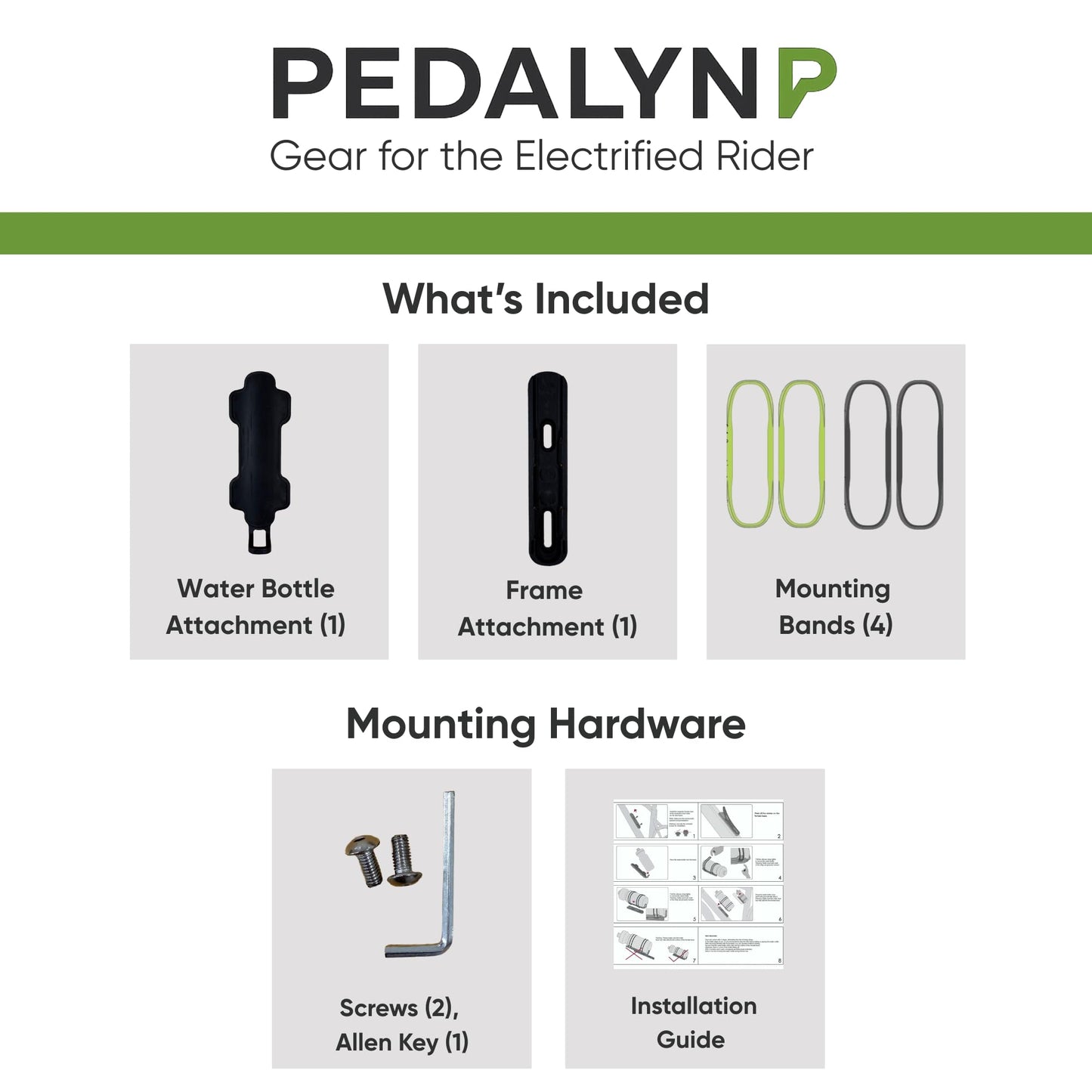 Pedalyn Magnetic Bike Bottle Cage – Quick-Release Buckle Lock, Adjustable Straps, Fits Road Mountain & E-Bikes, Universal 2.25-3.94" Bottle Compatibility, Black