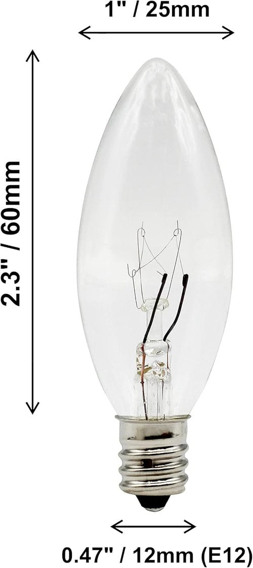 Creative Hobbies® Replacement Light Bulbs - 7W E12 Clear Incandescent for Electric Candle Lamps | 12 Pack