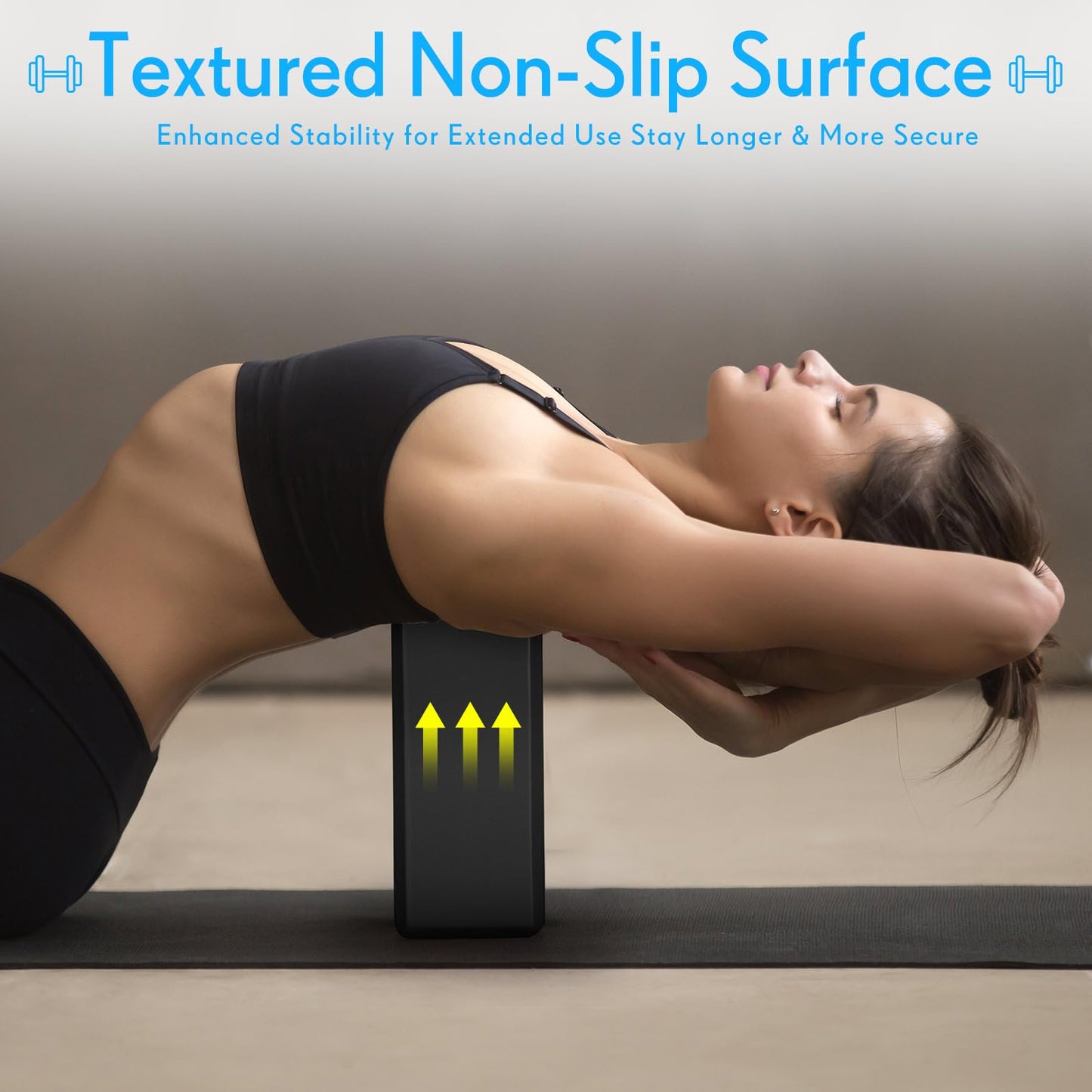RoundFunny 4 Pack Yoga Blocks Non Slip Pilates Brick Foam Blocks Pilates Dance Gymnastics Workout Fitness Props Tool for Stretching Meditation and Exercise (Black)