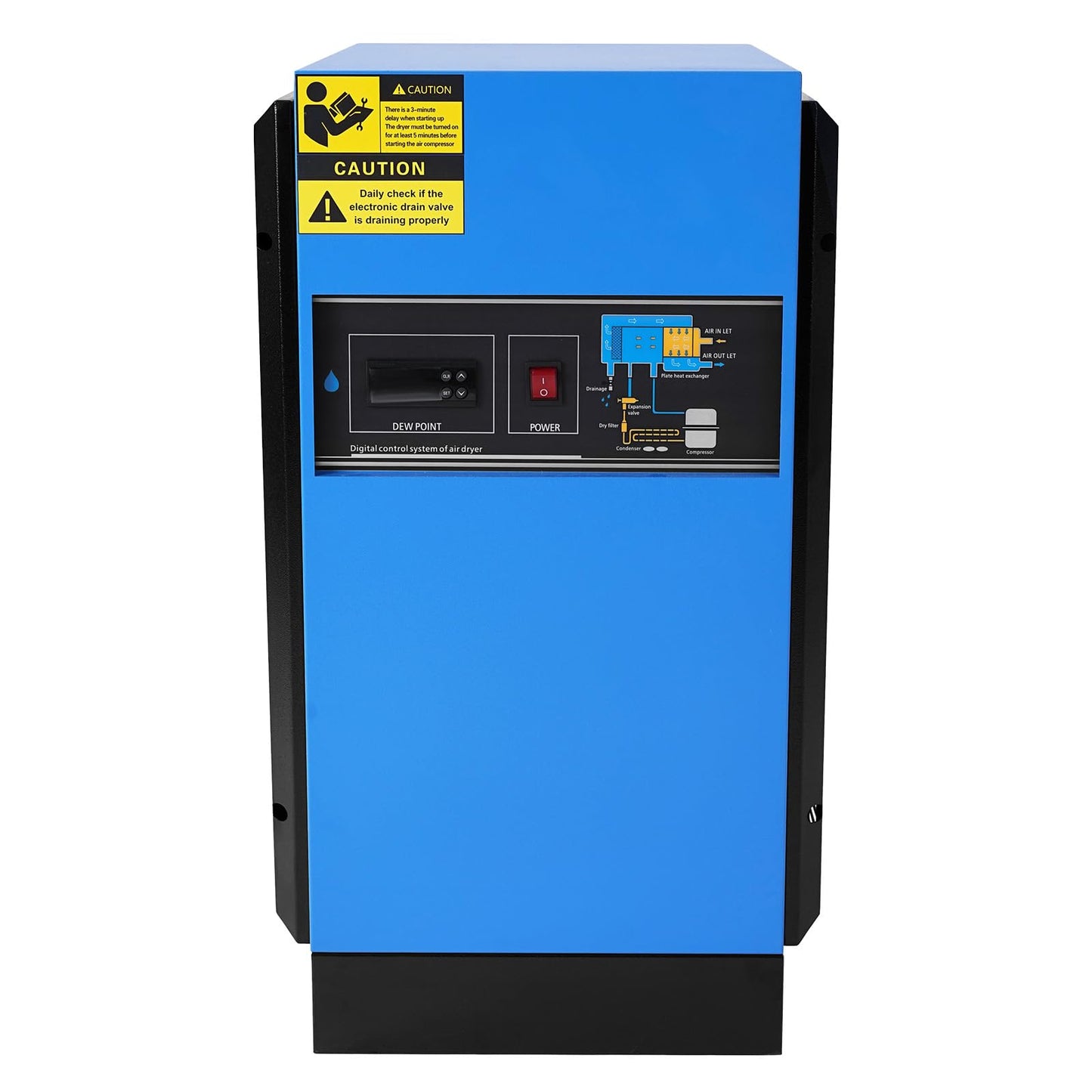 VEVOR Compressed Air Dryer, 125CFM Refrigerated Air Dryer, 110-120V Industrial Refrigerated Air-Drying System for 20HP, 25HP & 30HP Compressors - with Color Screen Control Panel and Automatic Drainage