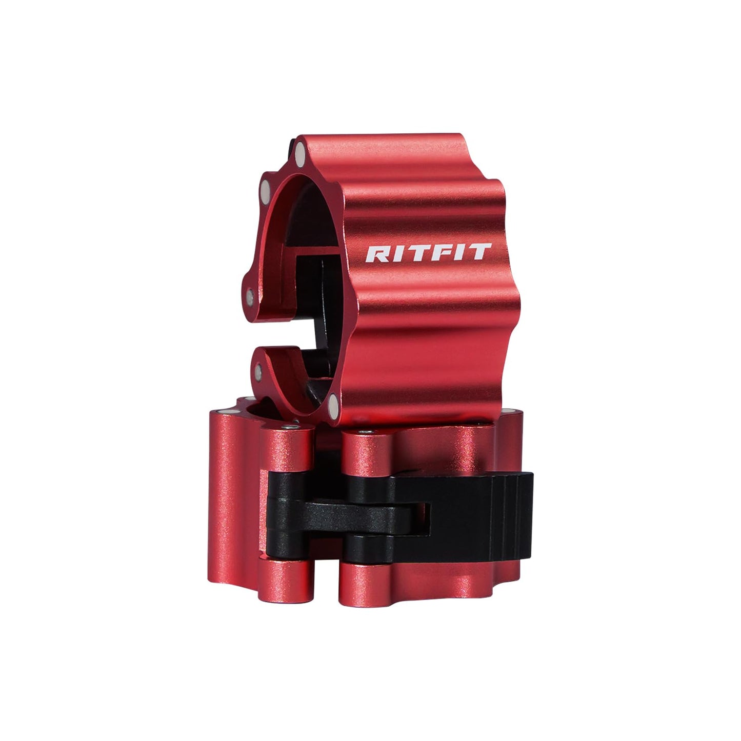 RitFit 2-Inch Magnetic Barbell Collars Locking Clamps - Heavy Duty Aluminum Alloy, Quick Release with Non-Slip TPR Pads for Olympic Weightlifting Powerlifting Training (Pair)，Red