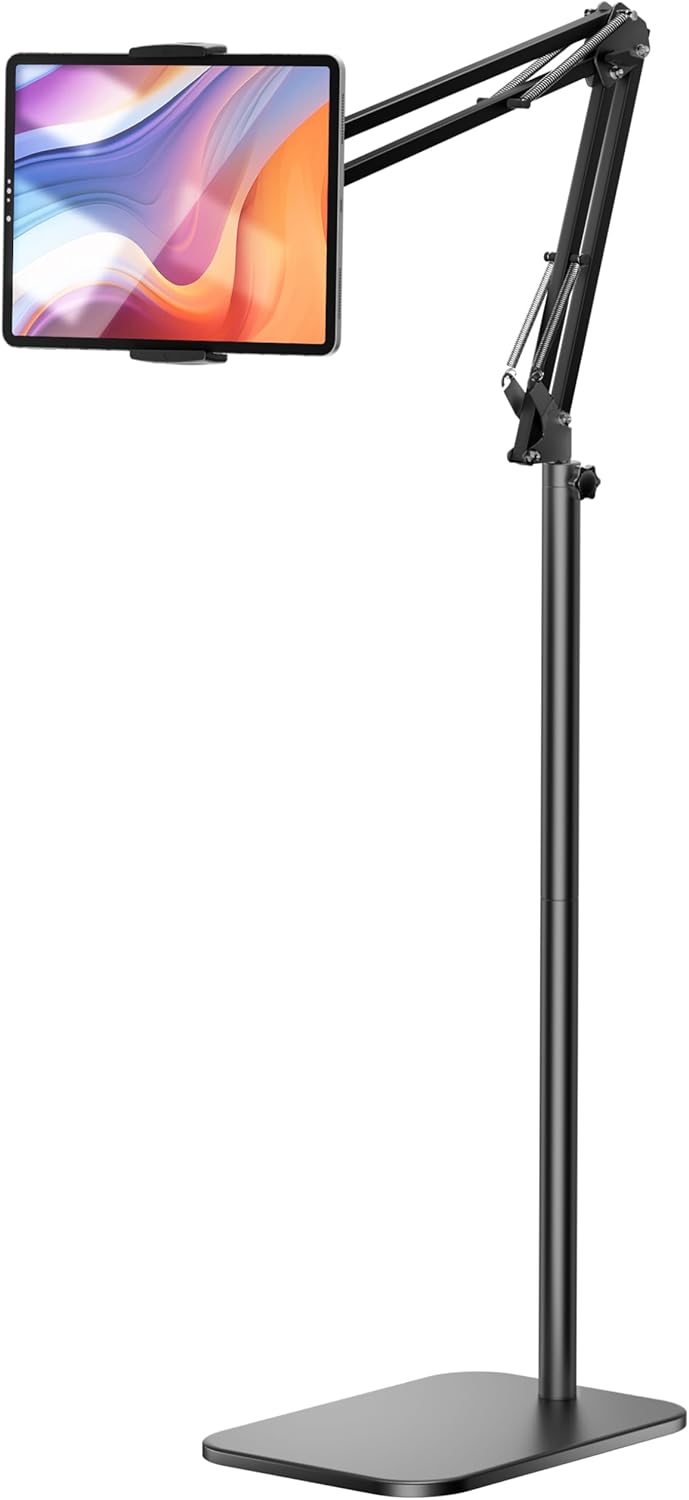 VOLTIFYMAX 360-degree 4.7~12.9 Inch-Screen Tablet Floor Stand, Rotatable Metal Tablet Stand Holder, Adjustable Kindle