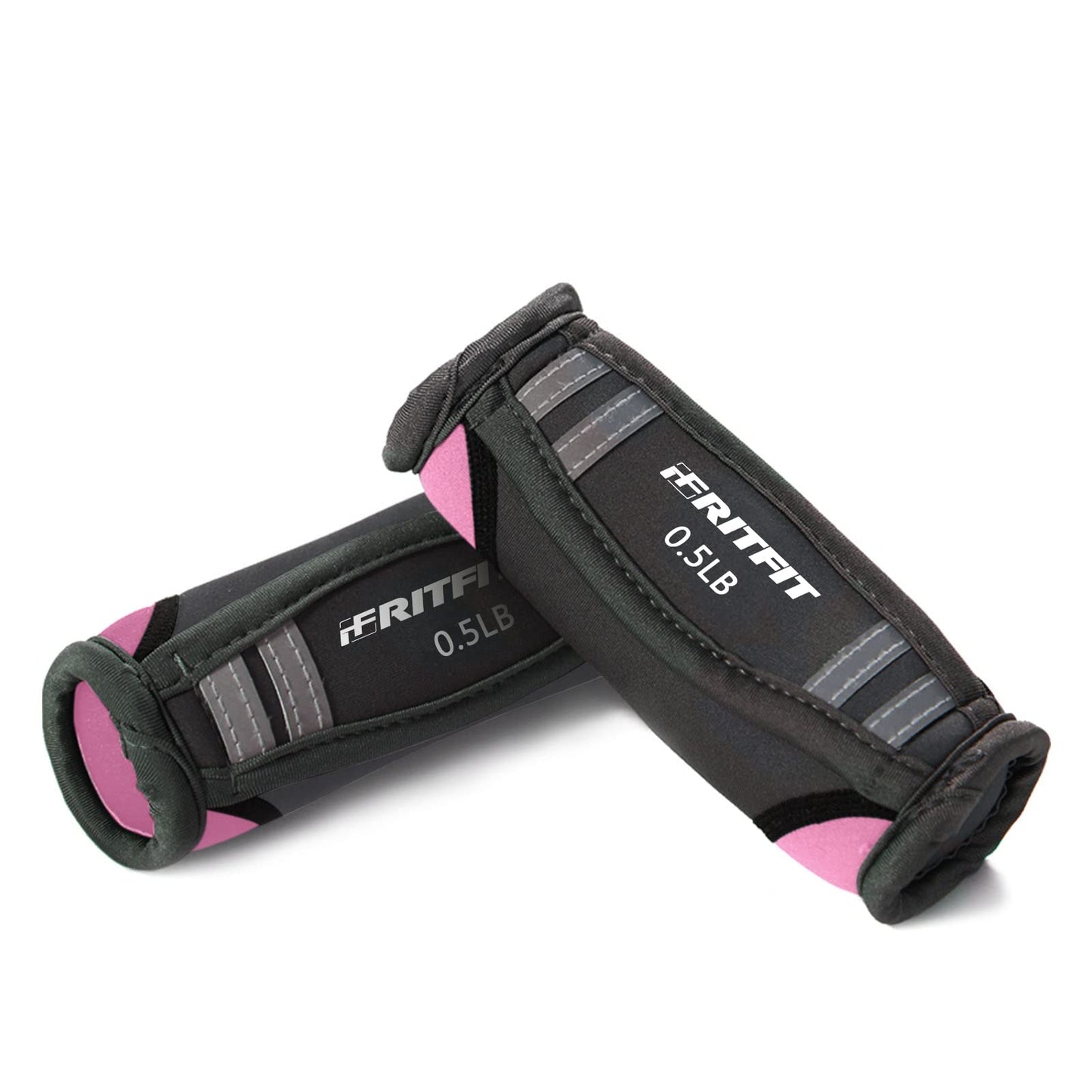 RitFit Soft Hand Weights Set - 0.5/0.75/1/1.5/2 LBS (1 Pair) Walking Dumbbell for Women & Men with Reflective Straps - Jogging, Running, Physical Therapy, Aerobics - Pink Orange Blue Grey Black