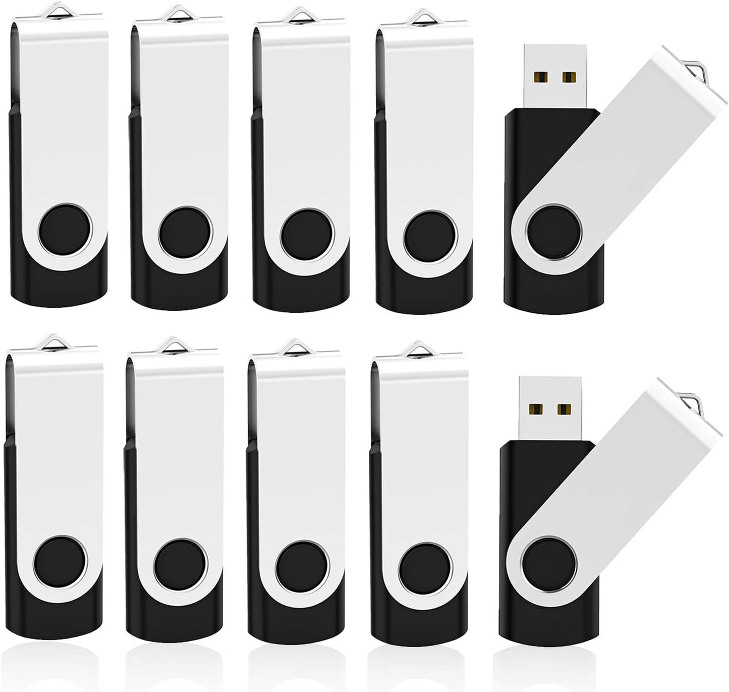 KOOTION 10 1GB 1gb X USB Flash Drive Flash Drive Swivel Thumb Drive Memory Stick Keychain Design Black