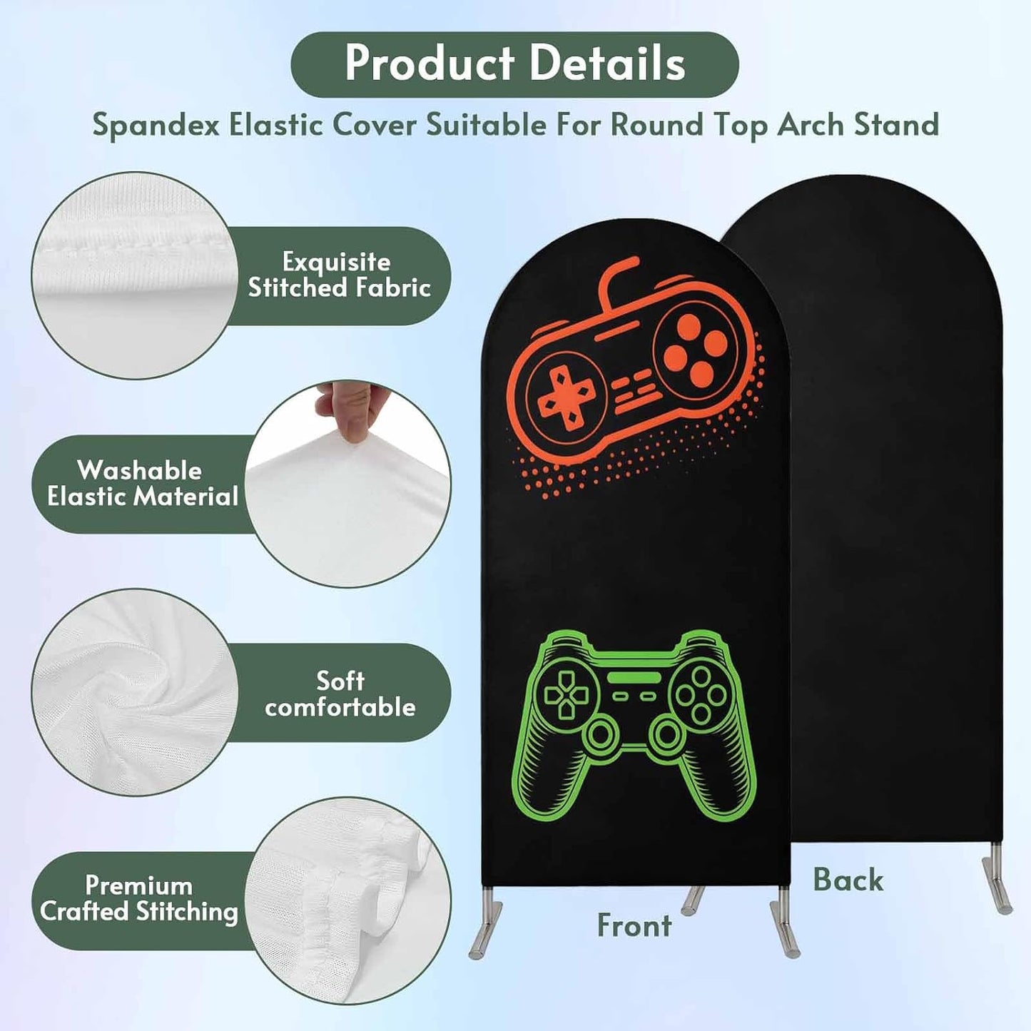 BaqwedCoSz 4 Game Theme Arch Backdrop Cover FT Game Controller Stretchy Elastic Arch Stand Covers Spandex Arched