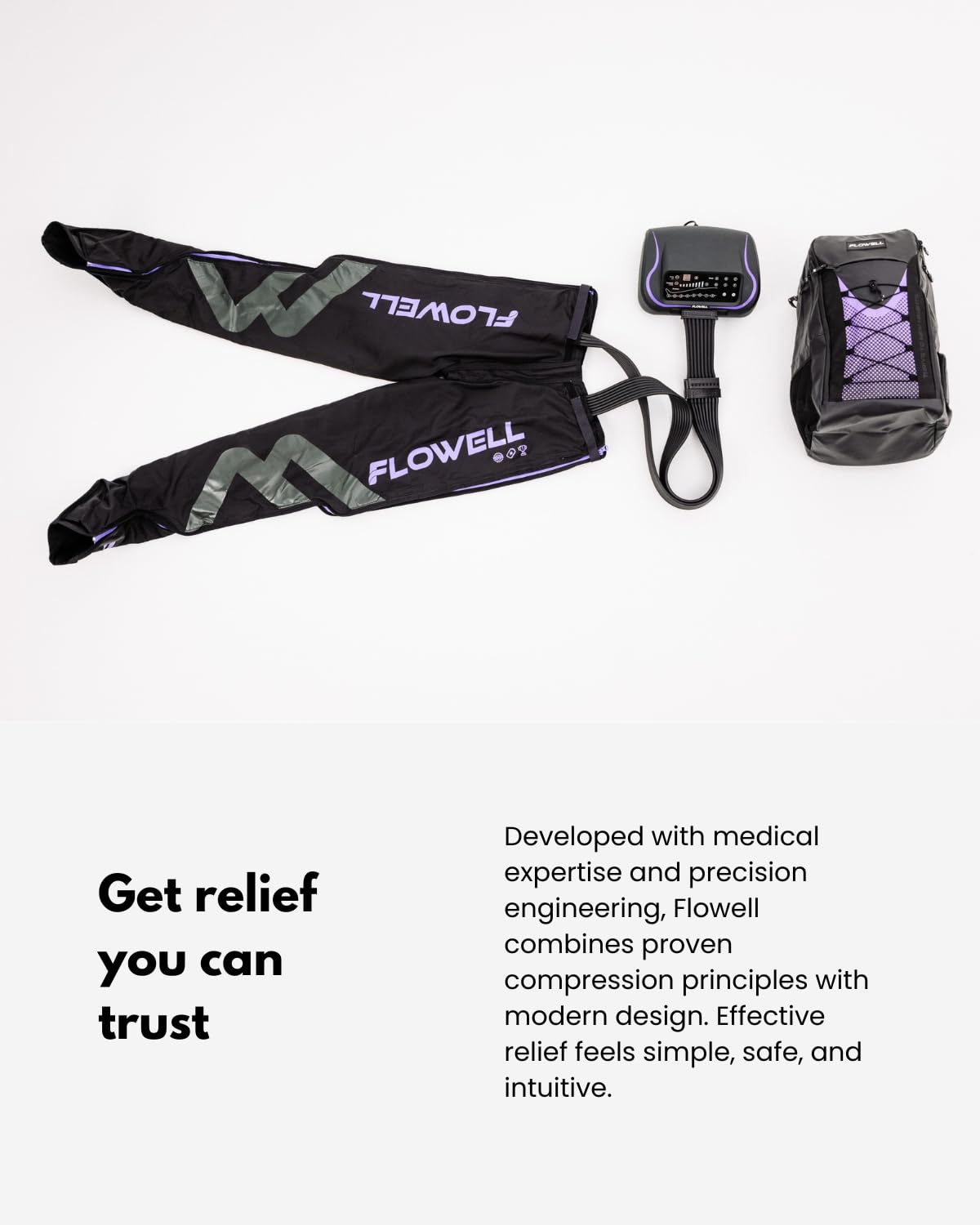 Flowell Air Pressure Therapy System – FDA Cleared (K243791) Sport Deluxe Compression Pants – 8-Chamber Leg Compression for Daily Recovery & Circulatory Support