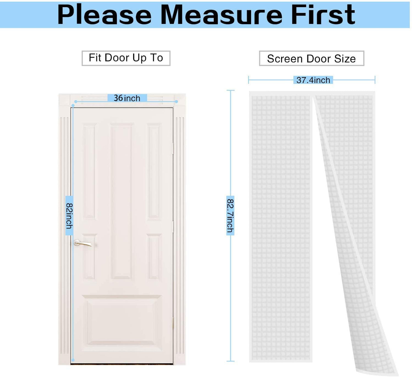 Insulated Door Curtain, Thermal Magnetic Self-Sealing Door Screen Winter Stop Draft Keep Cold Out Cover for Kitchen, Bedroom, Air Conditioner Room,Hands Free, Fits Doors up to 36" x 82", White