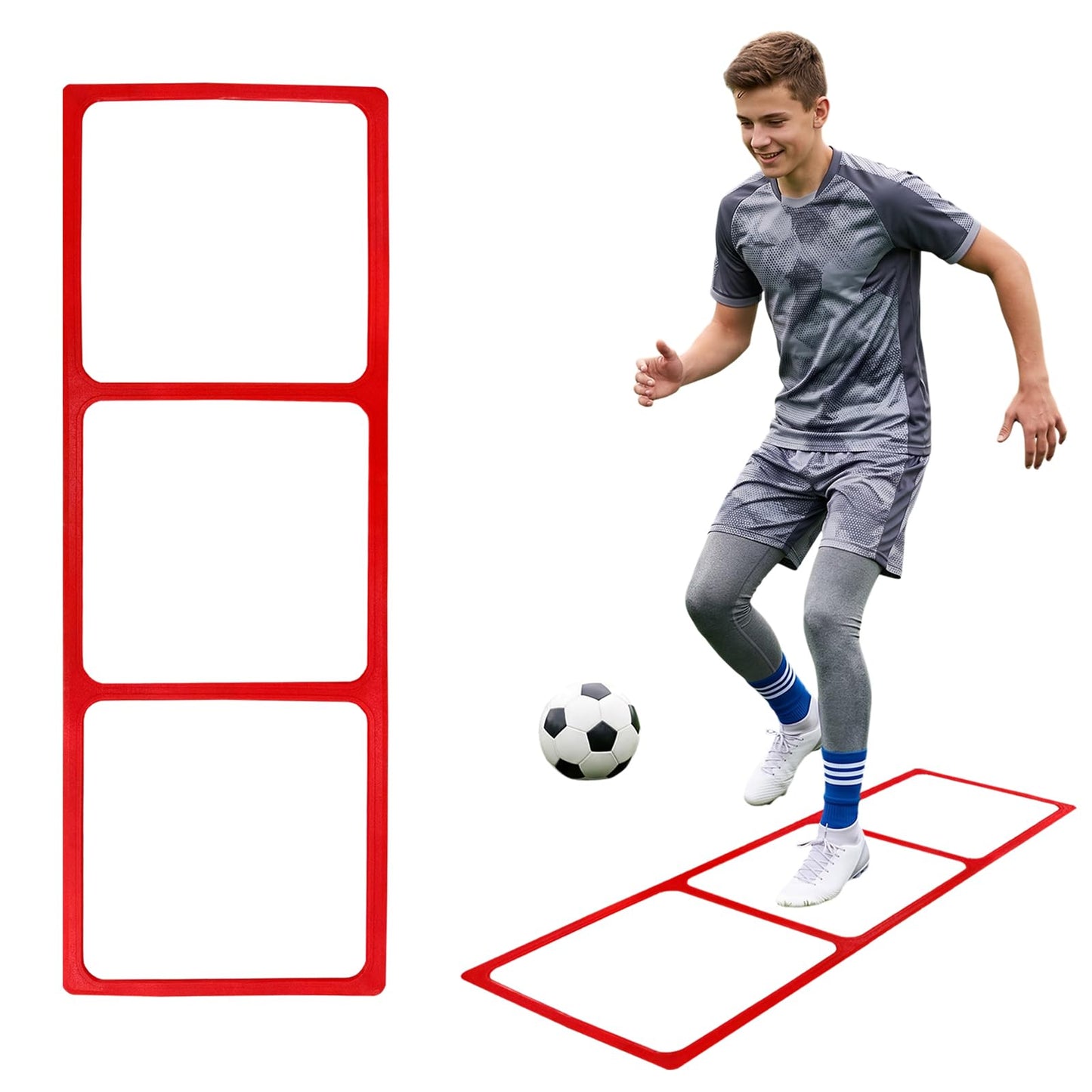 One-Piece Silicone Agile Ladder 1 PC Suitable for Sports & Fitness Step Training Soccer Footwork practice Street Dance Step Training Auxiliary Kit for Various Indoor and Outdoor Floor Areas (Red)