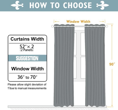 ChrisDowa Blackout Curtains - Thermal Insulated Room Darkening Panels | Light Grey, 90 Inches Long (Set of 2)