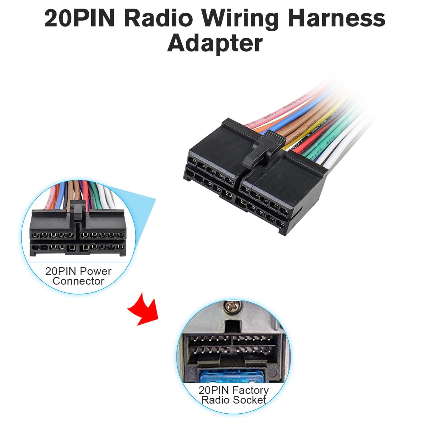 20Pin Stereo Wiring Harness Radio Connector Compatible with Boss Car Stereo Wire Adapter